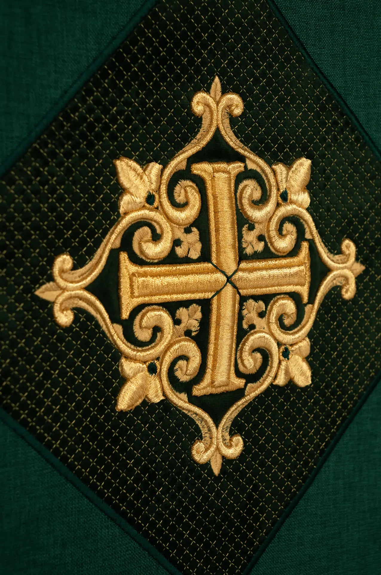 Servilleta con cruz bordada para leccionario Terciopelo verde