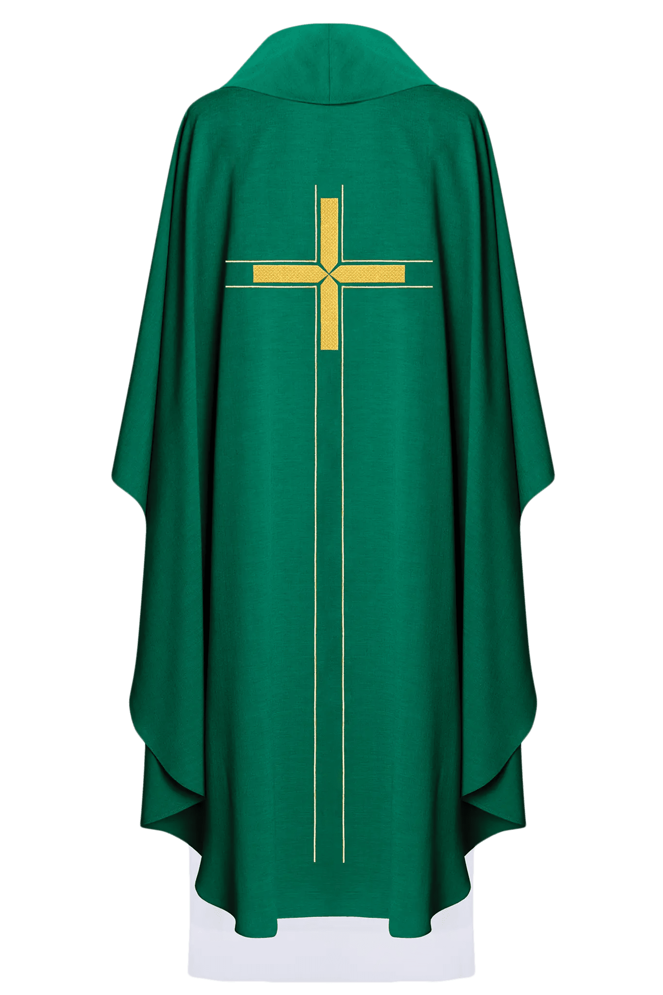 Casulla verde bordada con diseño minimalista