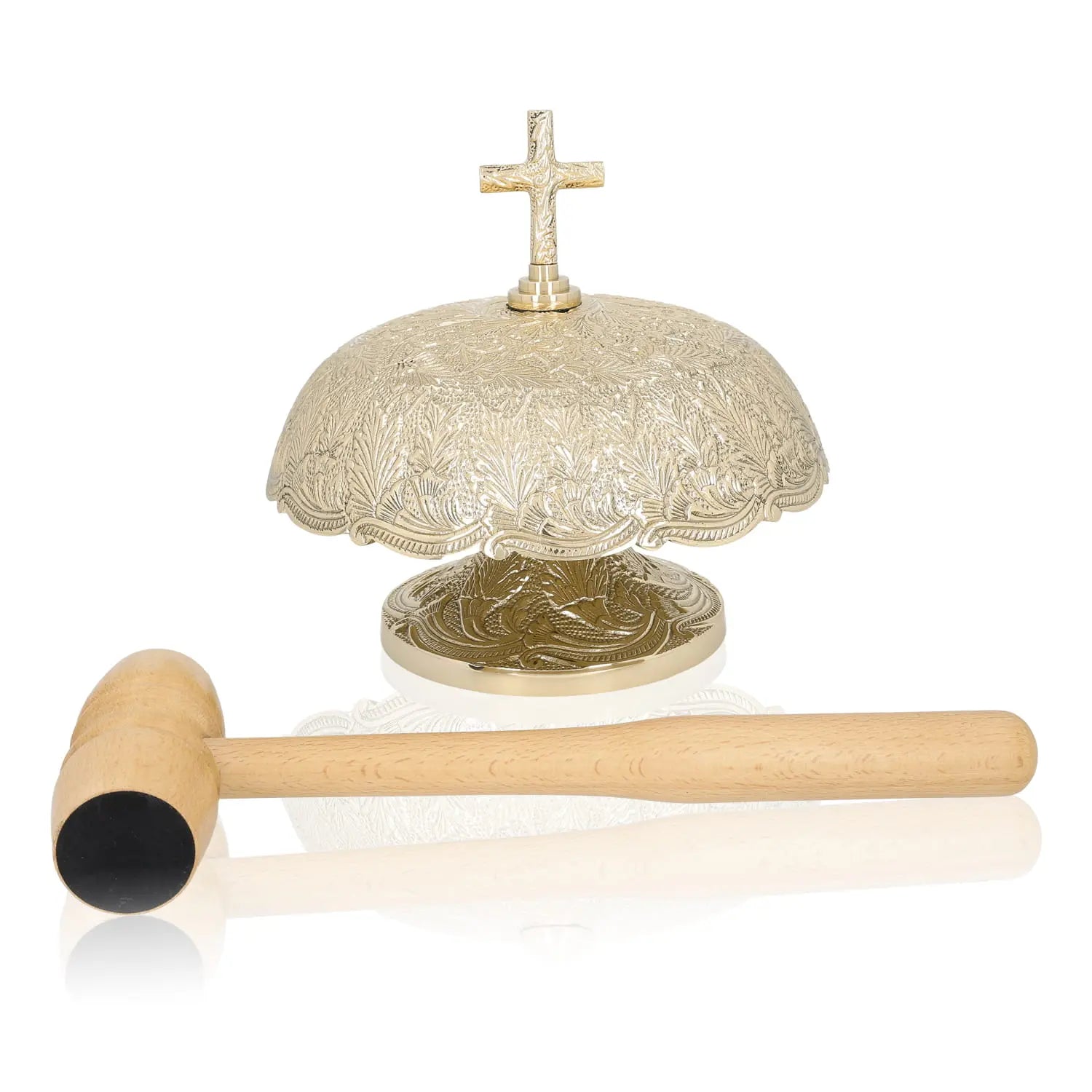 Gong litúrgico de latón con mazo de madera