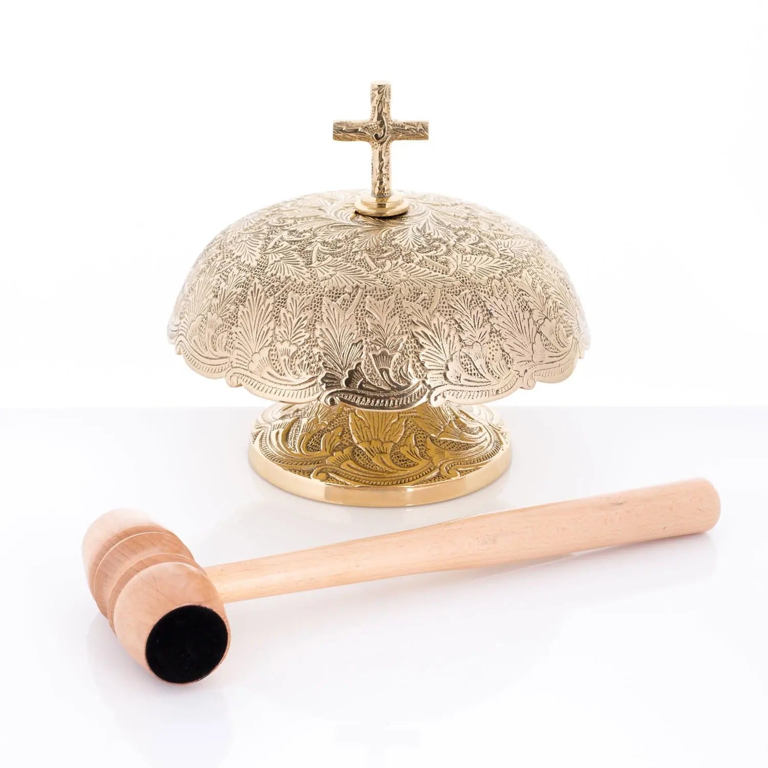 Gong litúrgico de latón con mazo de madera