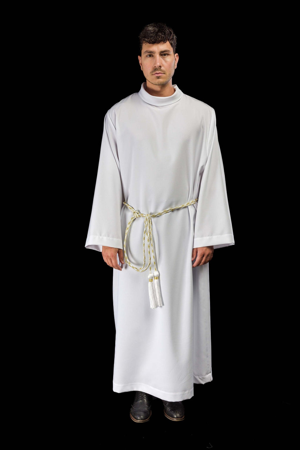 Cingulum litúrgico blanco-dorado