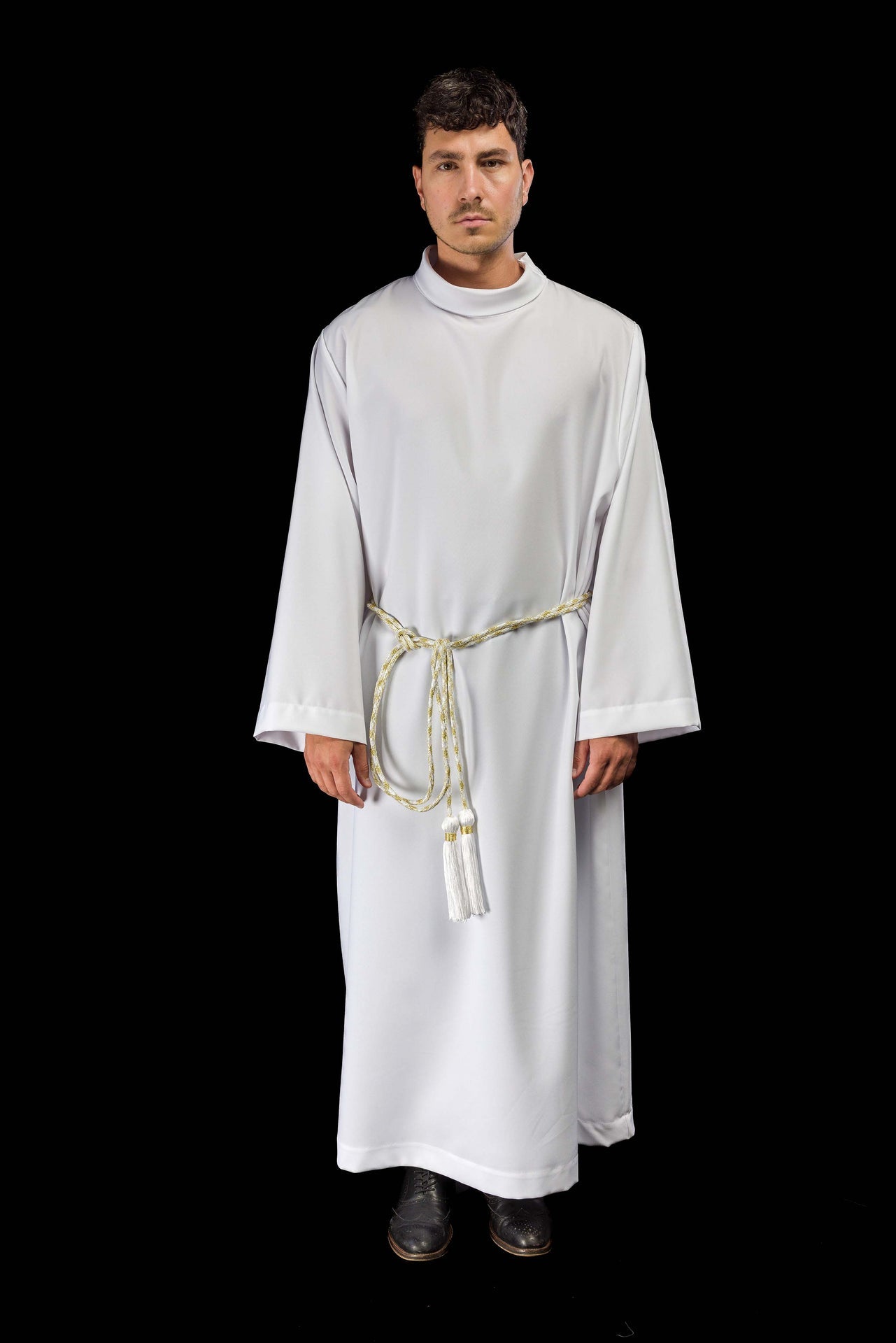 Cingulum litúrgico blanco-dorado