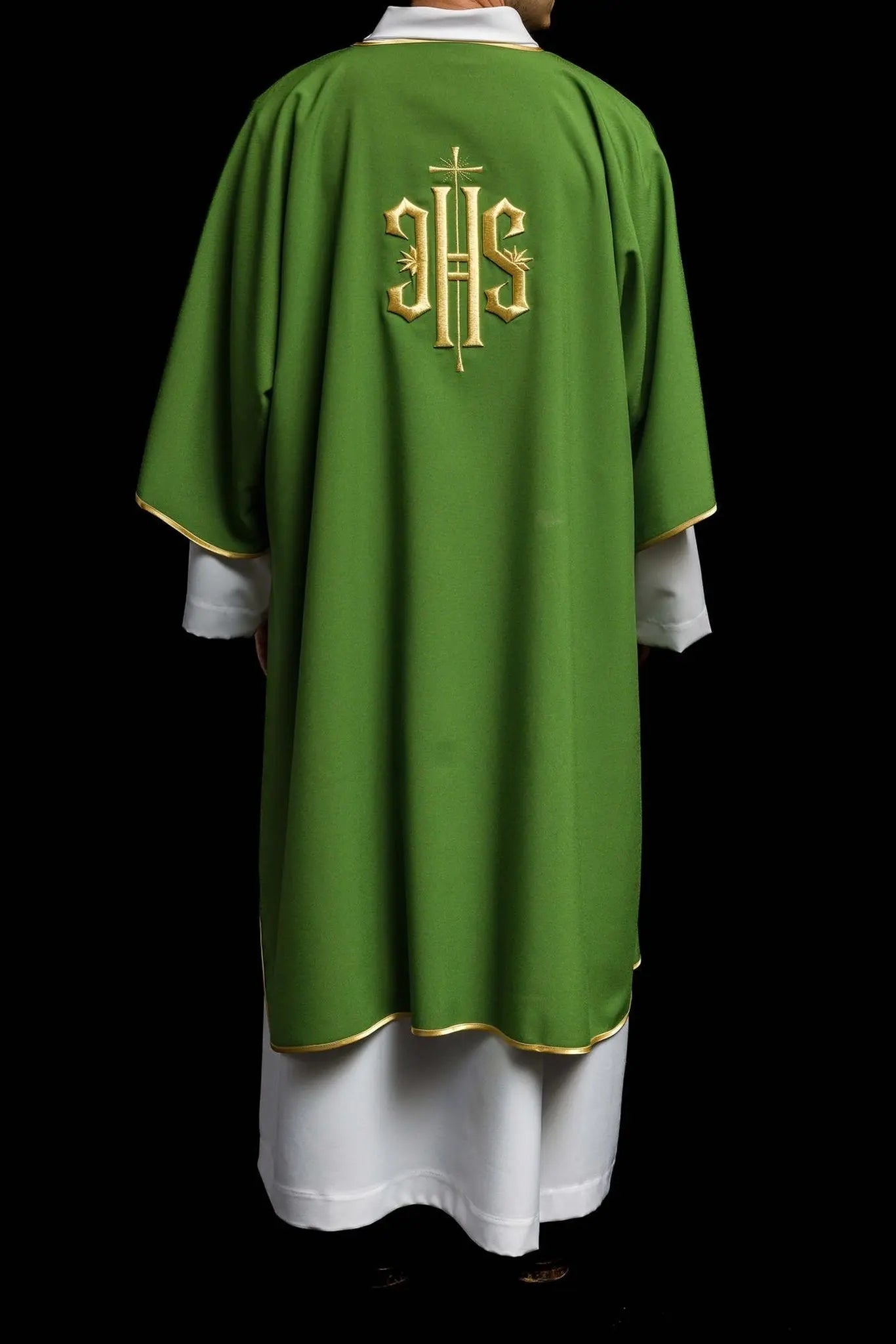 Dalmatina verde con IHS dorado bordado