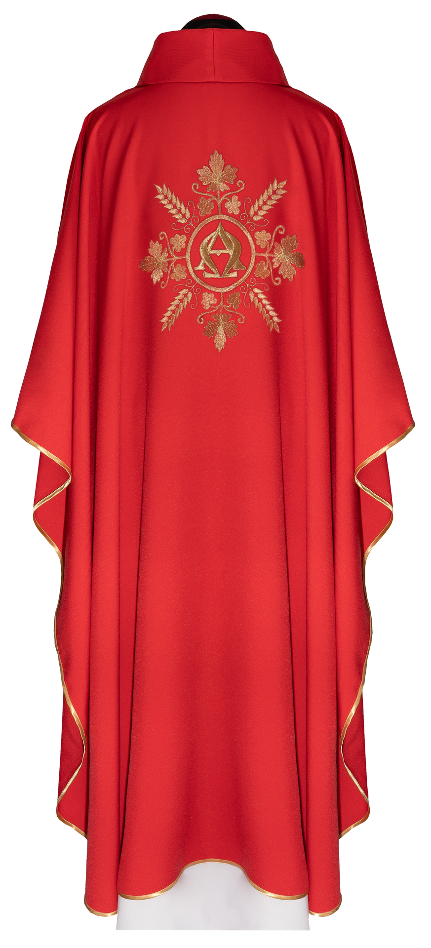 Ornat haftowany czerwony Alfa i Omega z kłosami - ORNATY.PL