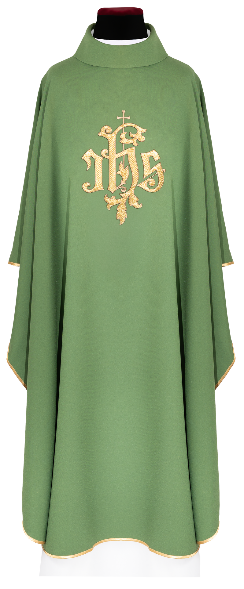 Zielony ornat ze złotym haftem IHS - ORNATY.PL