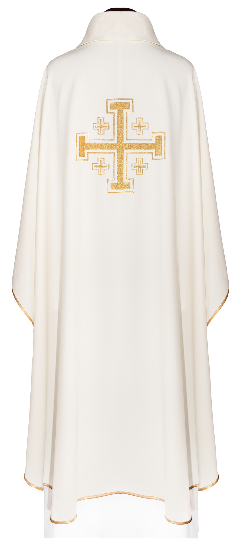 Ecru ornat haftowany z motywem krzyża - ORNATY.PL