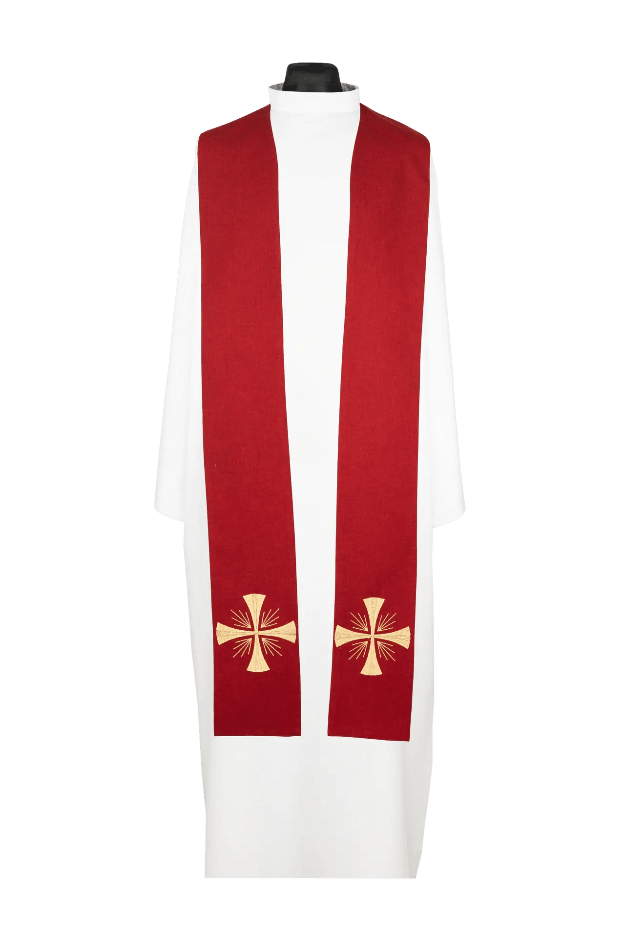 Estola bordada para sacerdote con cruz roja