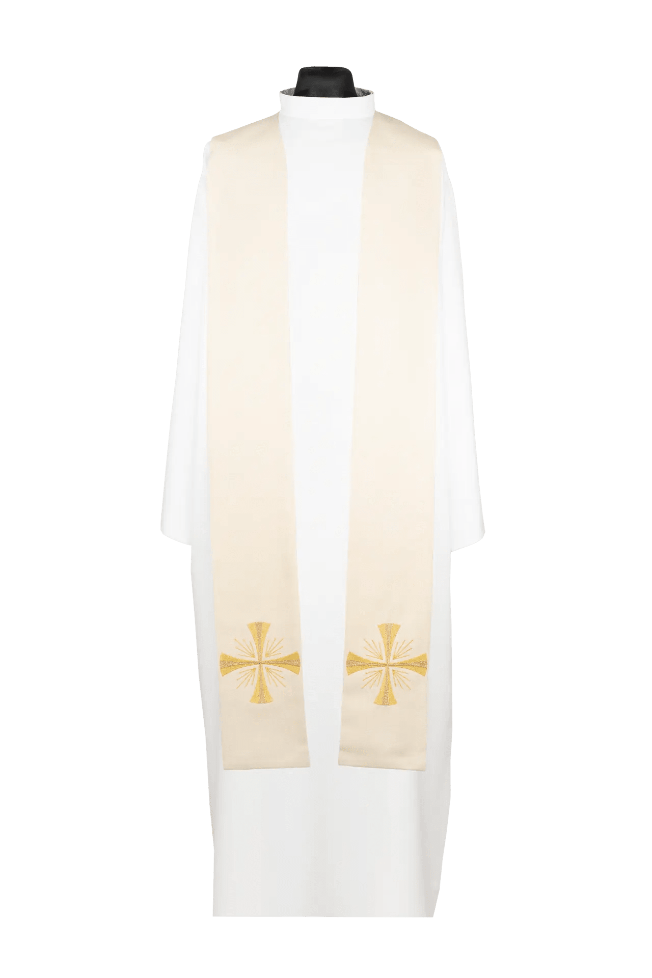 Estola bordada para sacerdote con cruz color crudo