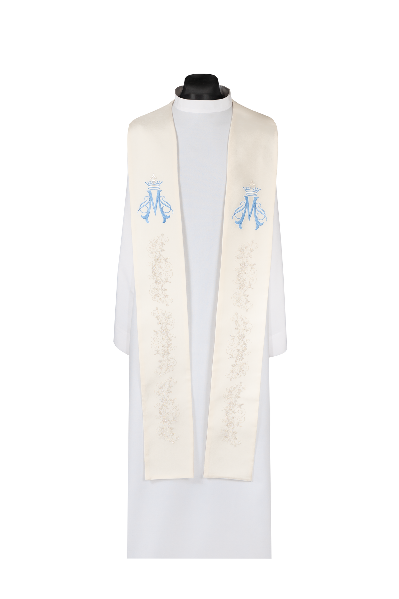 Stuła haftowana Maryjna ecru - ORNATY.PL