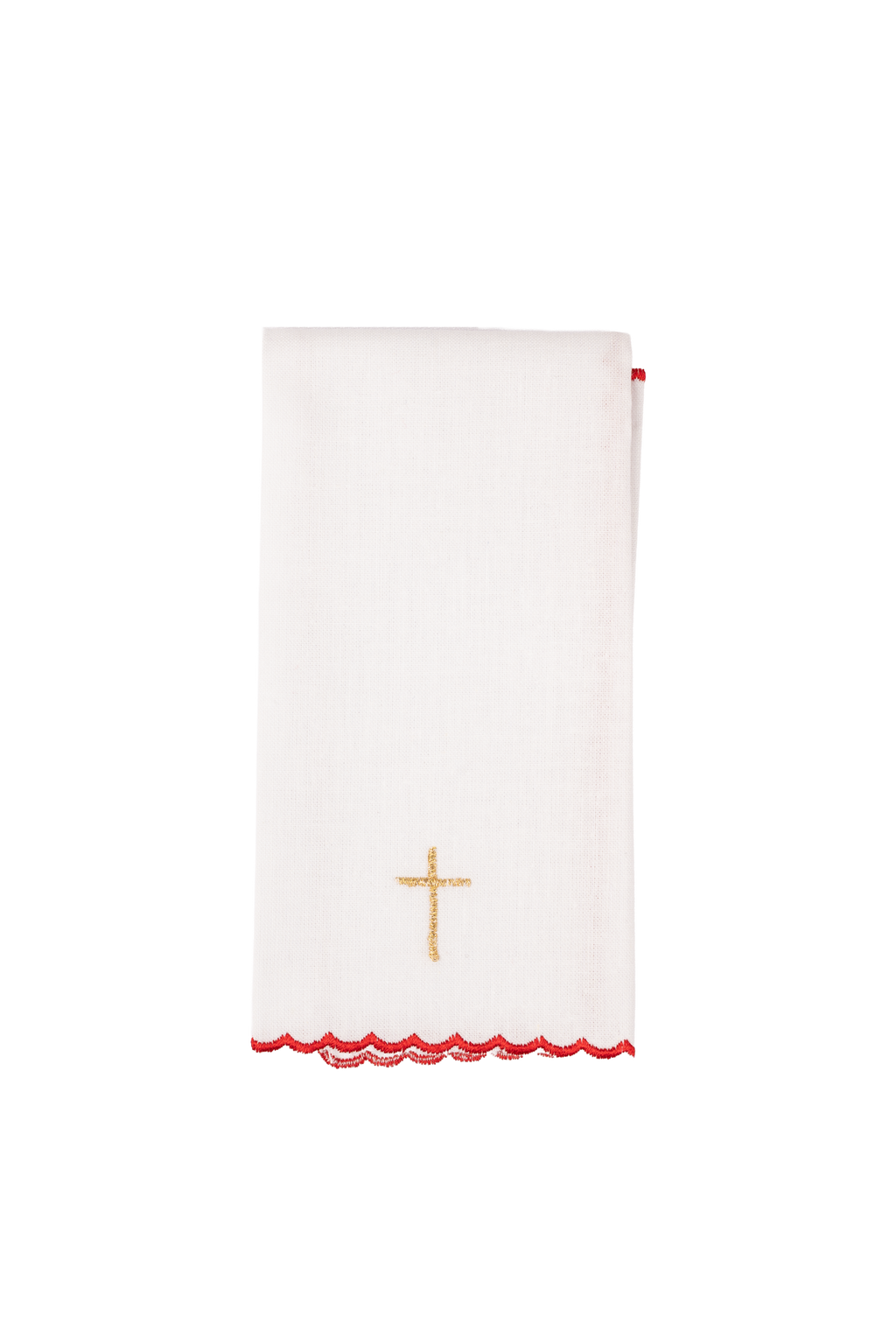 Komplet kielichowy haftowany z motywem krzyża czerwony - ORNATY.PL