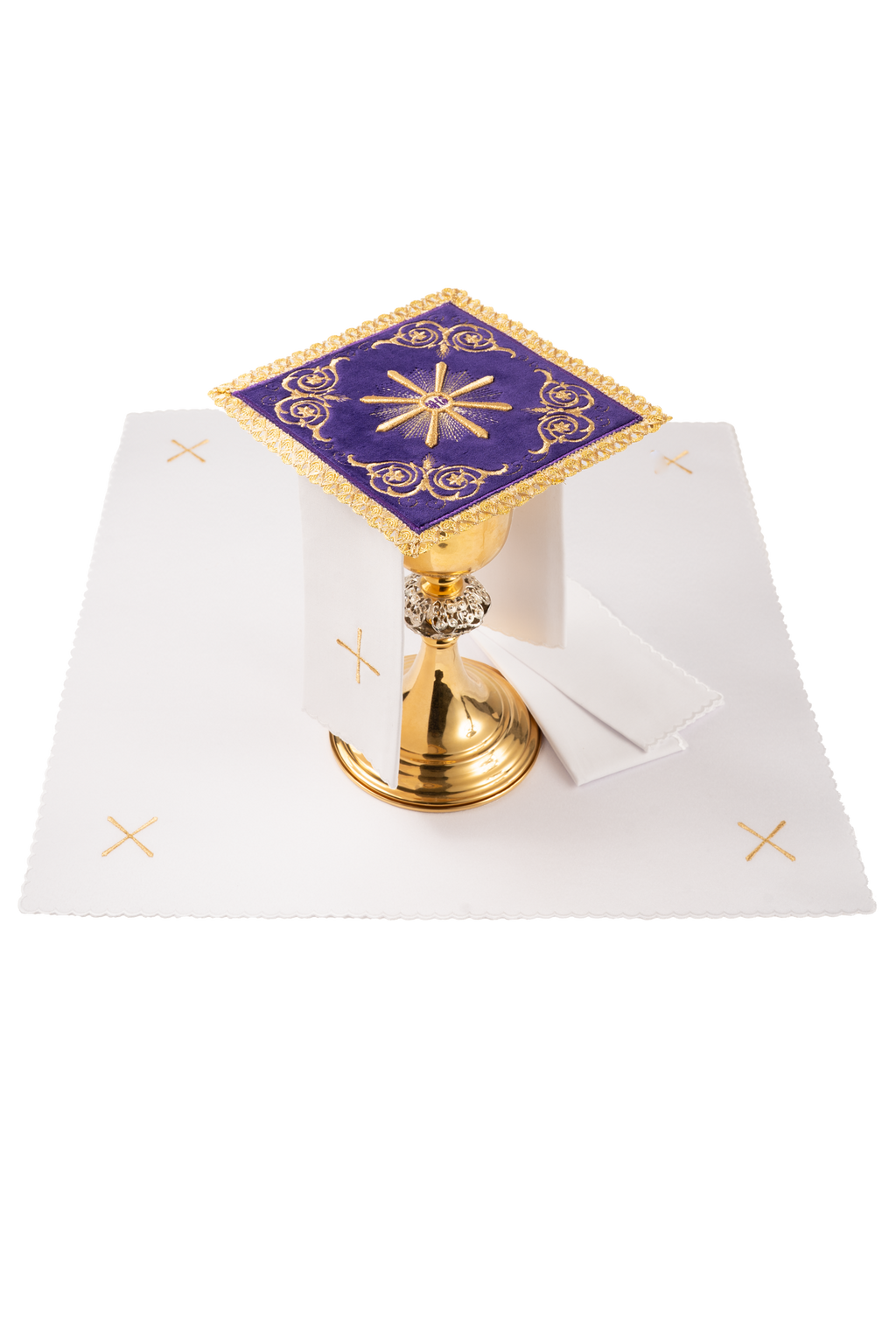 Bielizna kielichowa haftowana fioletowy aksamit - ORNATY.PL