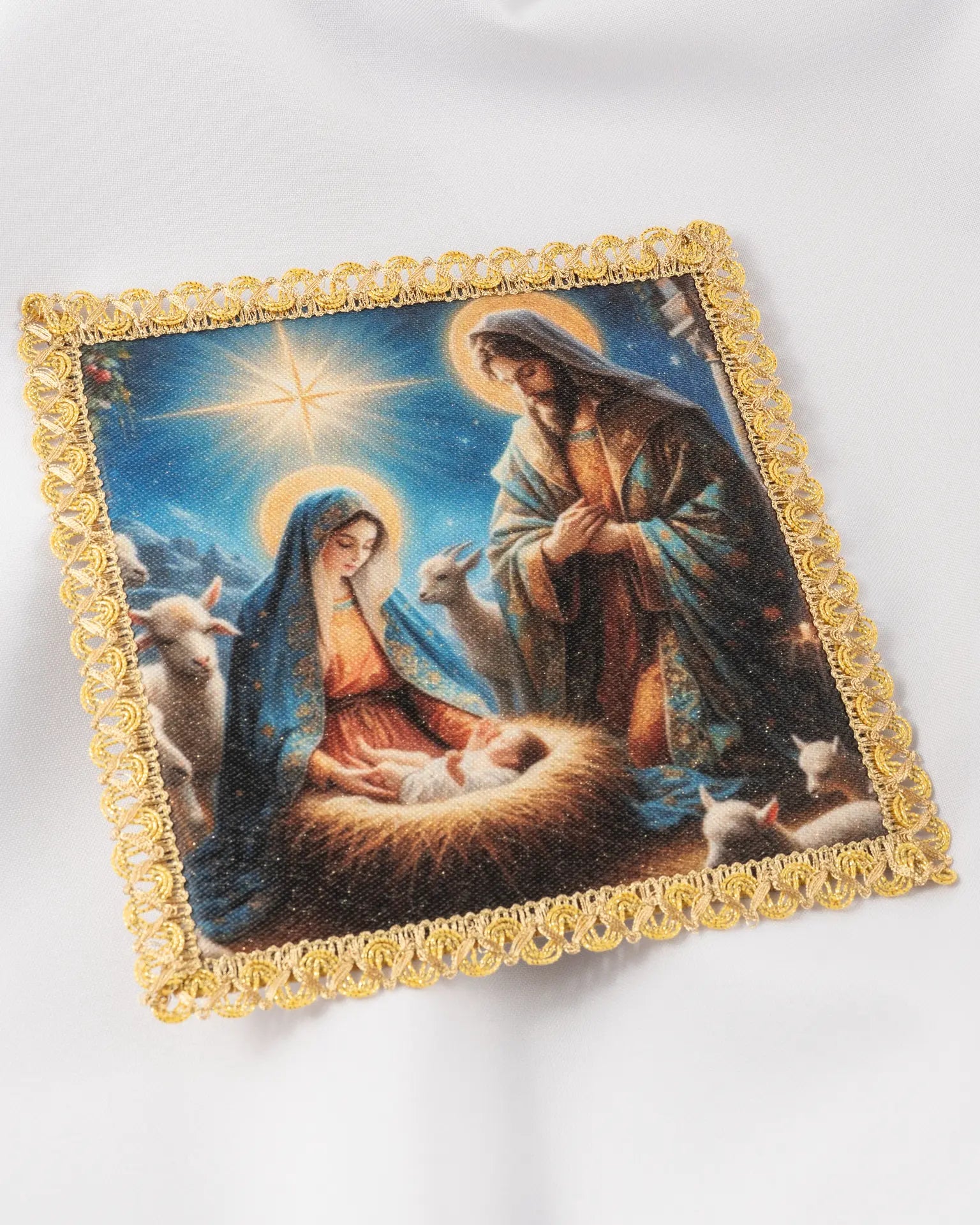 Paño de Cáliz de Navidad con la Imagen de la Sagrada Familia
