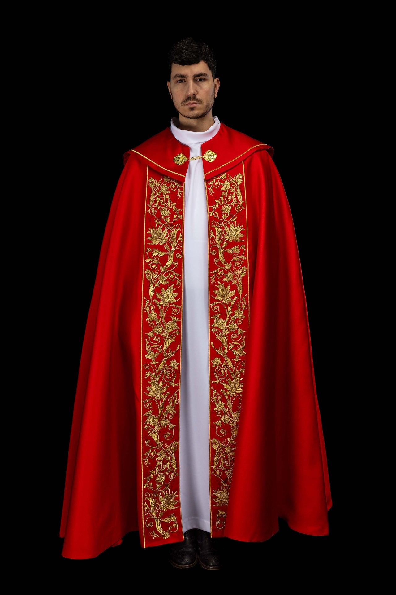 Kapa liturgiczna haftowana Kielich czerwona - ORNATY.PL