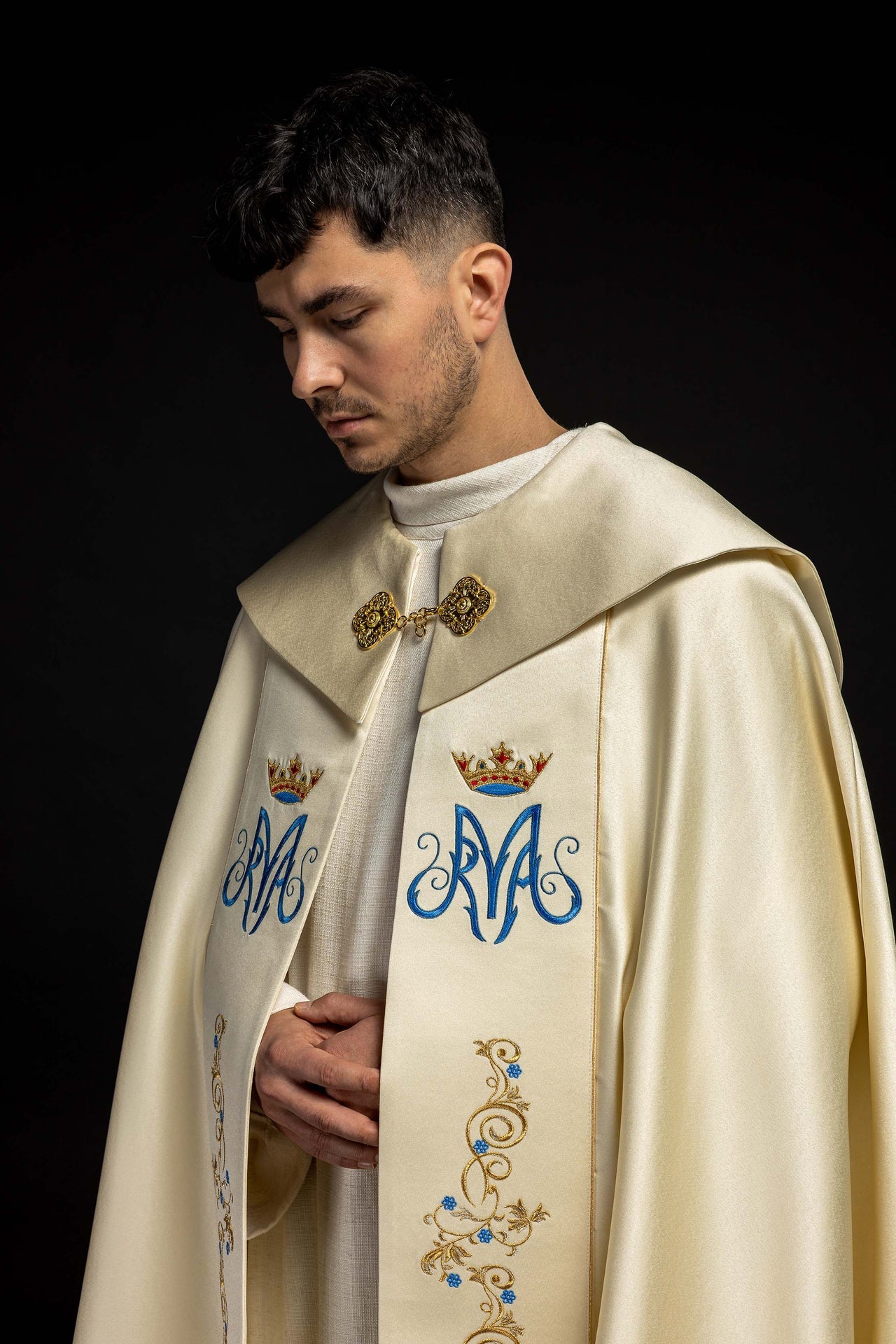 Kapa haftowana Maryjna Ecru - ORNATY.PL