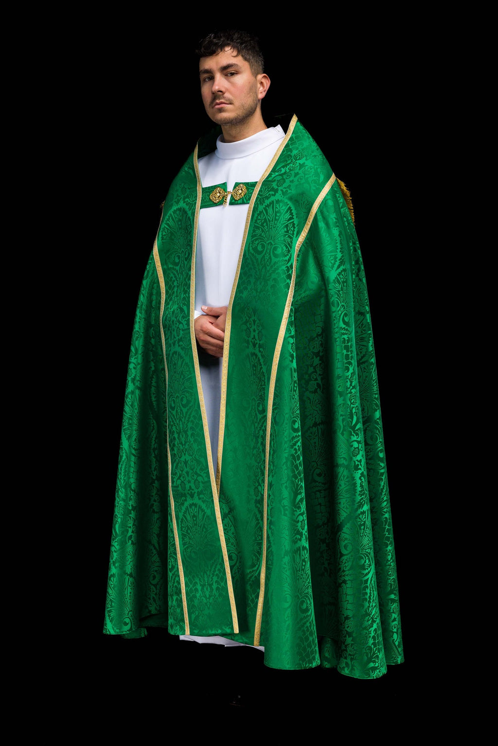 Capa romana lisa de jacquard verde