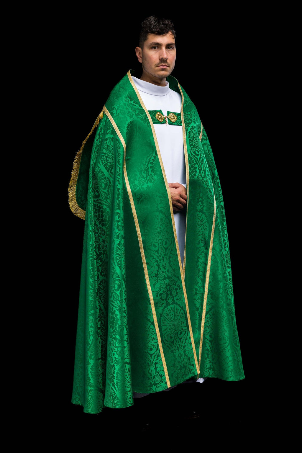 Capa romana lisa de jacquard verde