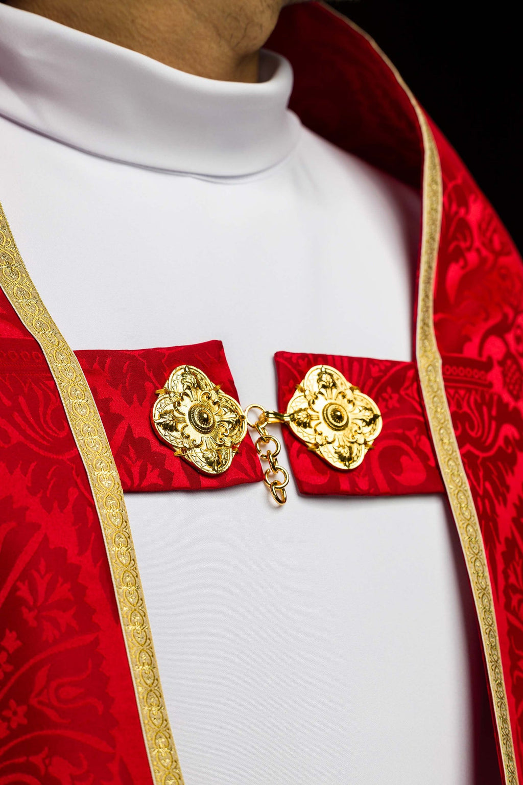 Capa romana lisa de jacquard roja