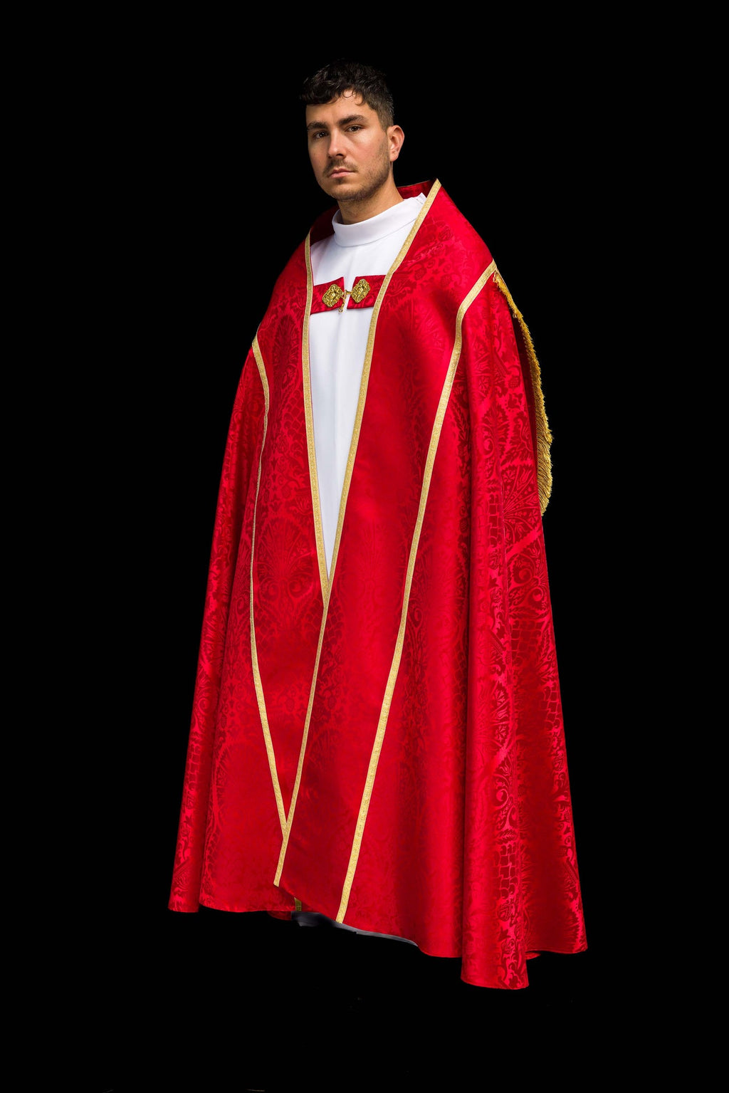 Capa romana lisa de jacquard roja