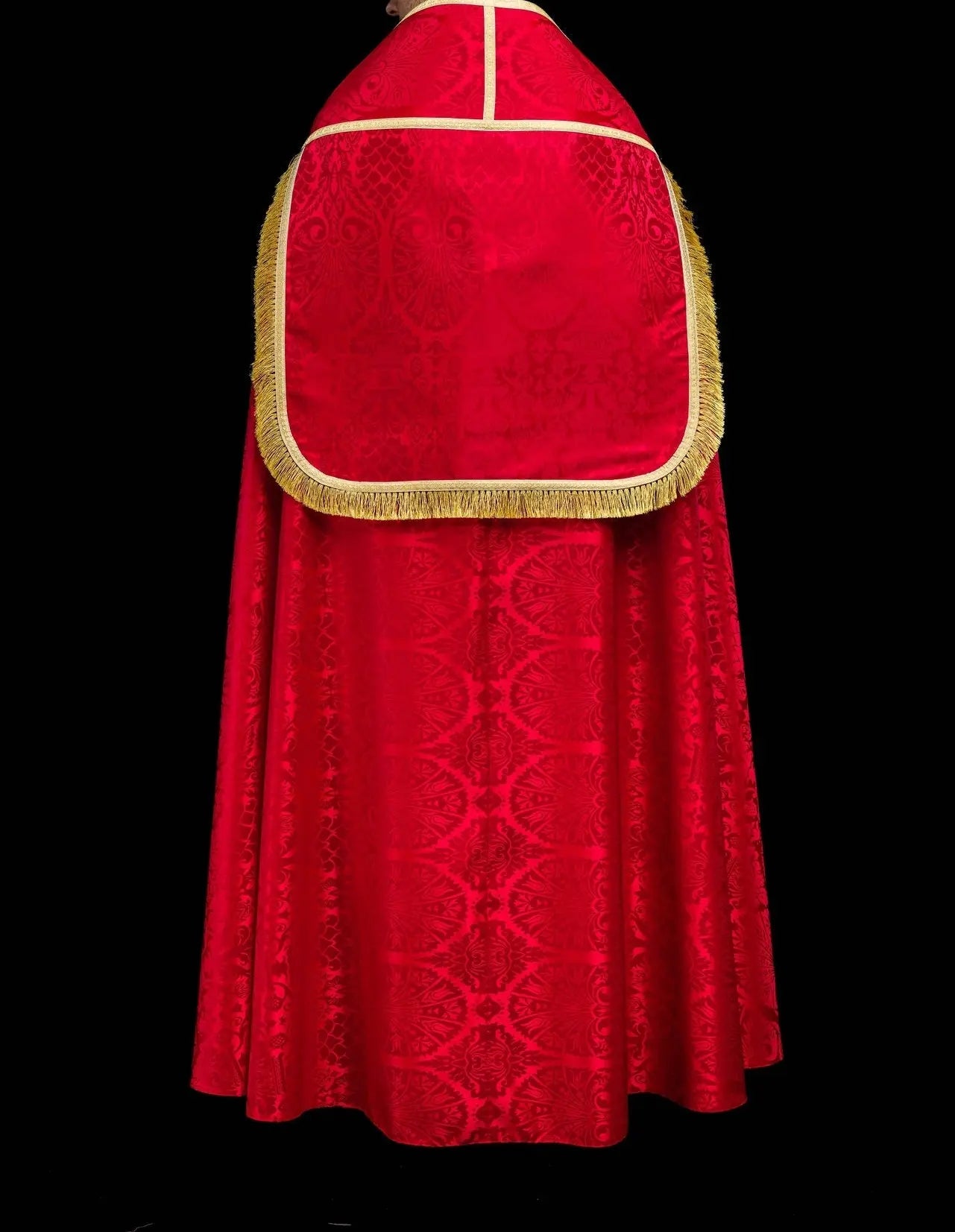 Casulla romana lisa de jacquard roja