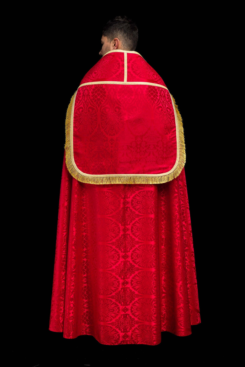 Capa romana lisa de jacquard roja