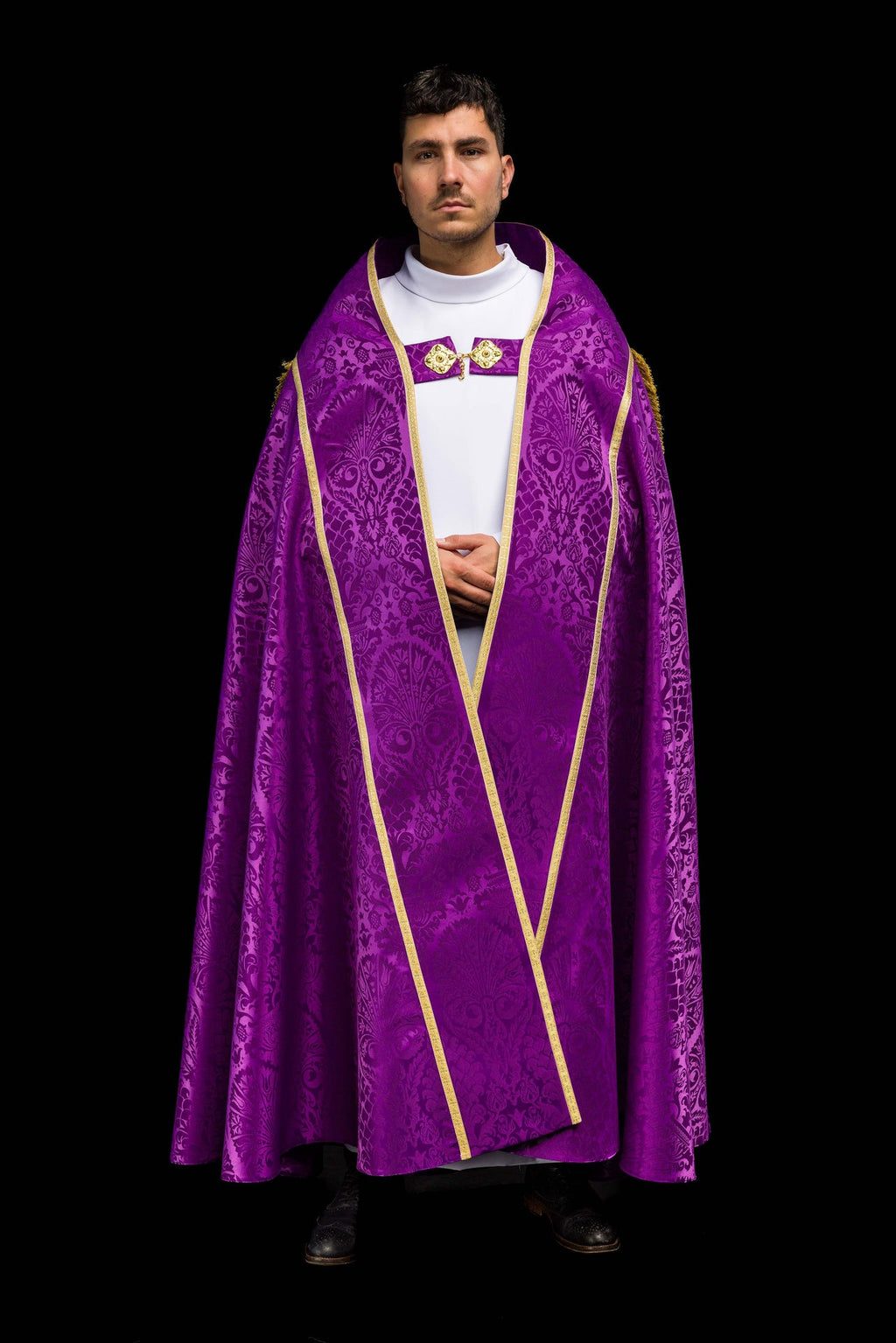 Capa romana lisa de jacquard morada