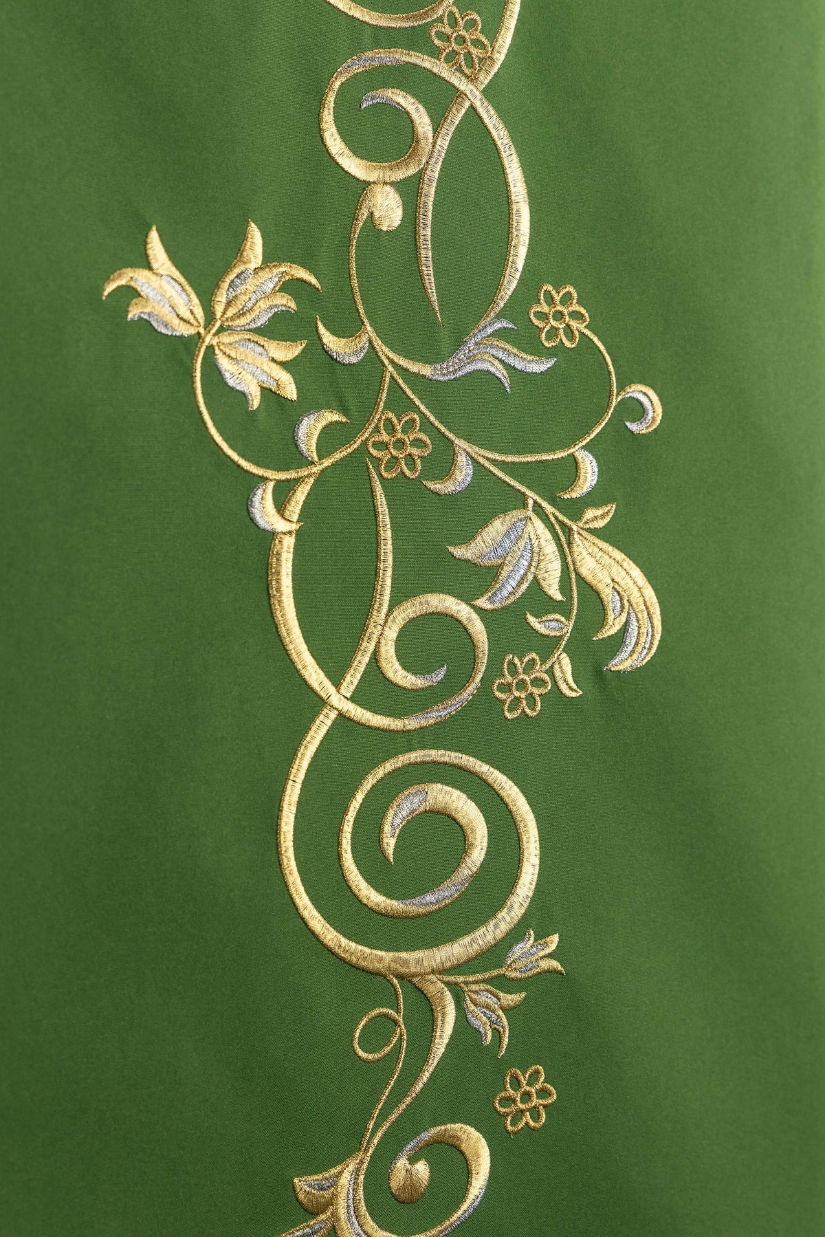 Paño de ambón Verde con IHS y Bordado floral