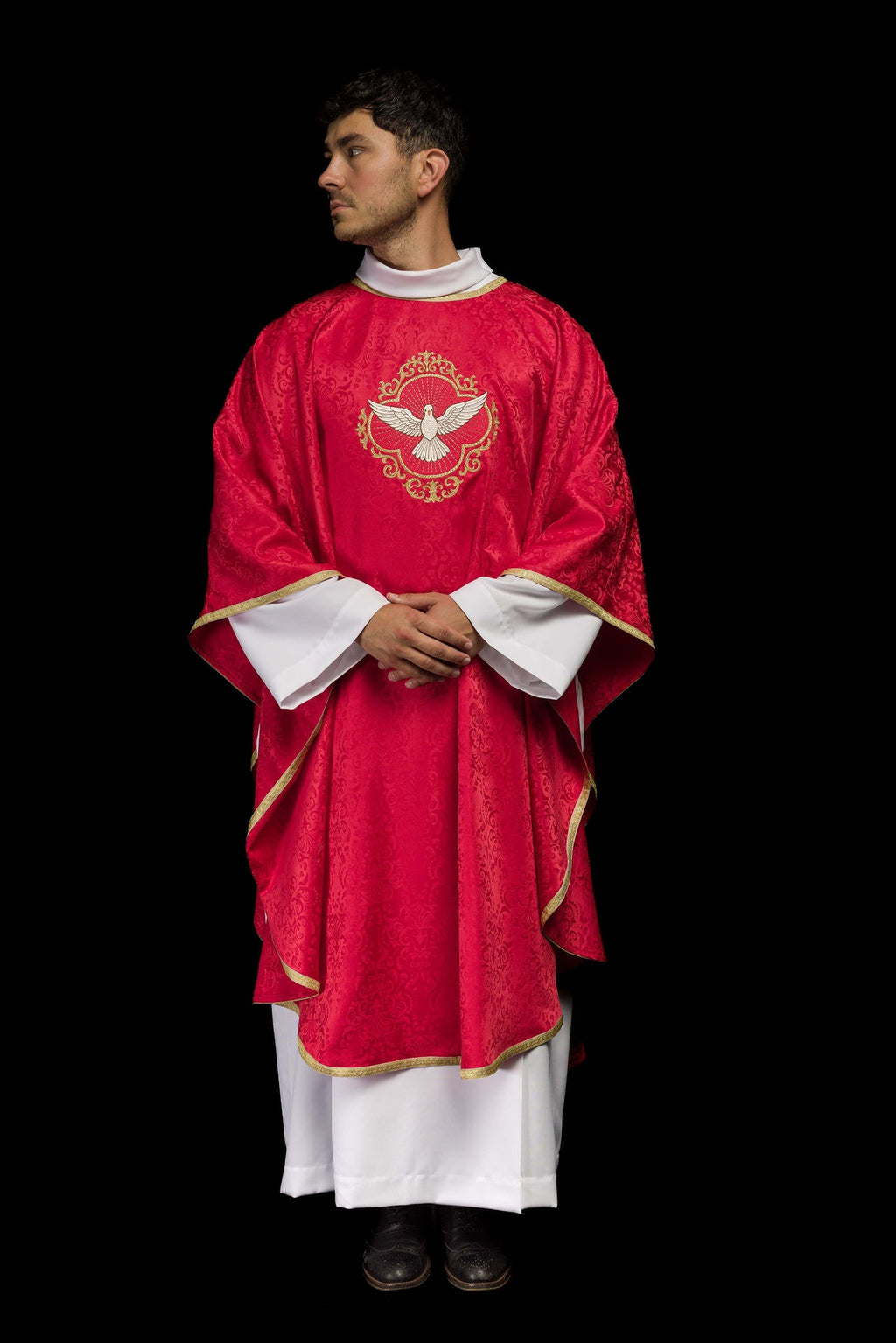 Ornat haftowany z Duchem Świętym na tkaninie żakardowej - ORNATY.PL