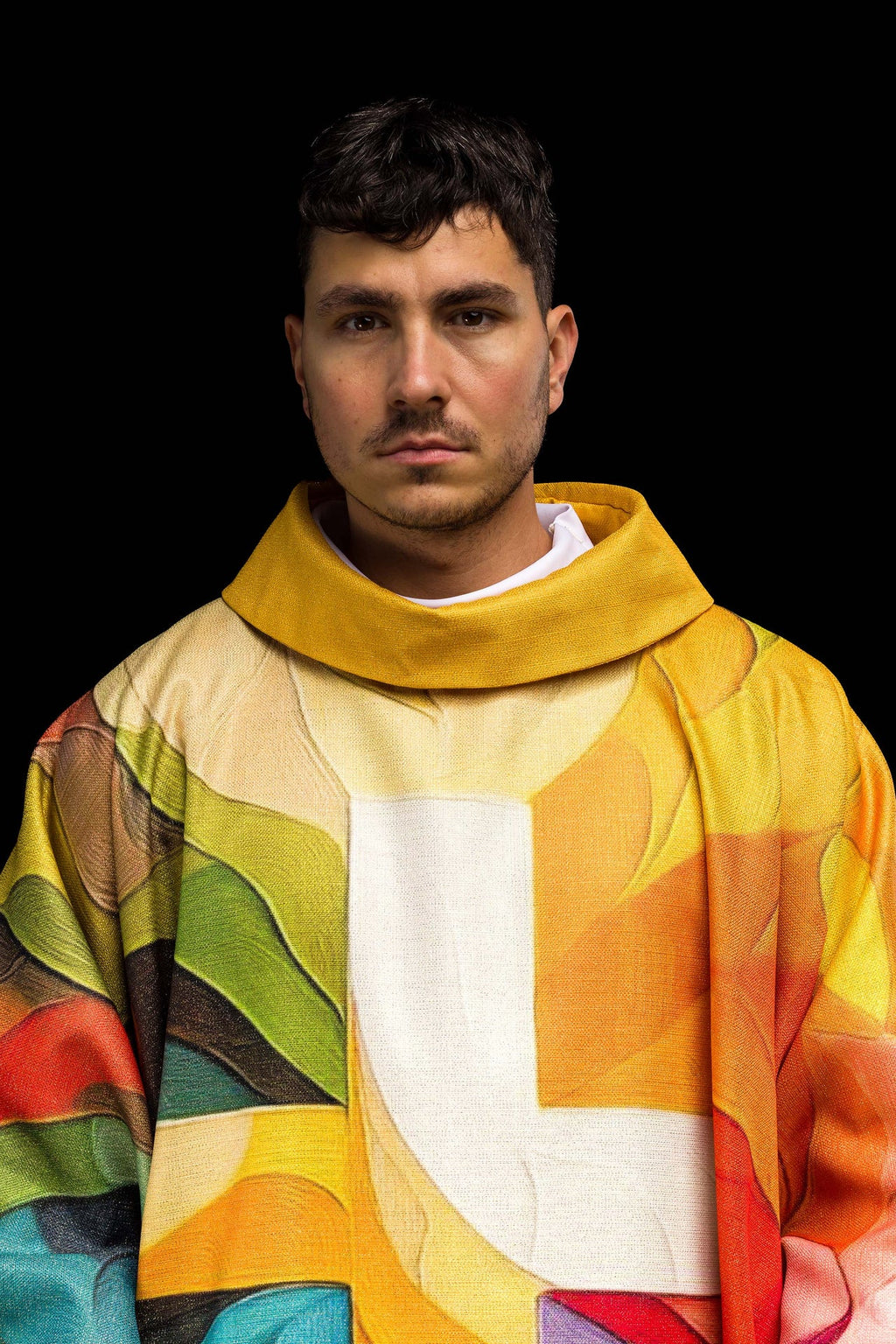 Ornamento impreso multicolor con motivo de cruz