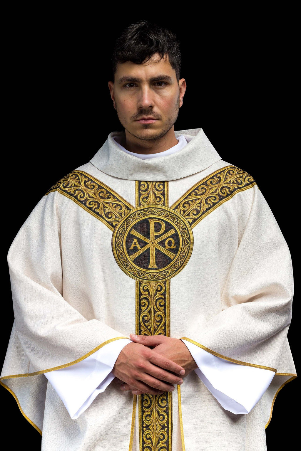 Ornat drukowany Pax Ecru z bogatym złotym zdobieniem - ORNATY.PL