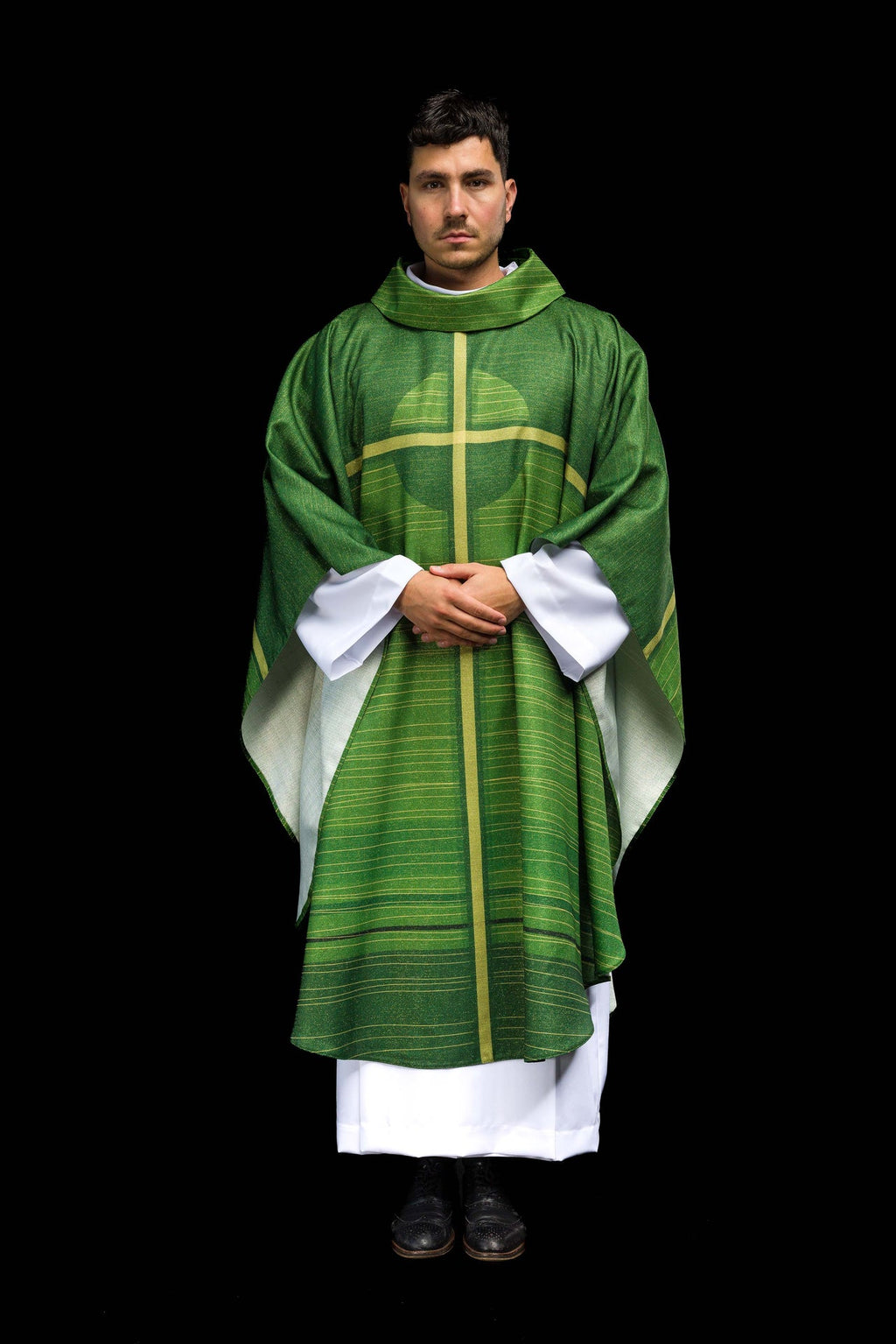 Ornamento impreso verde con motivo de cruz