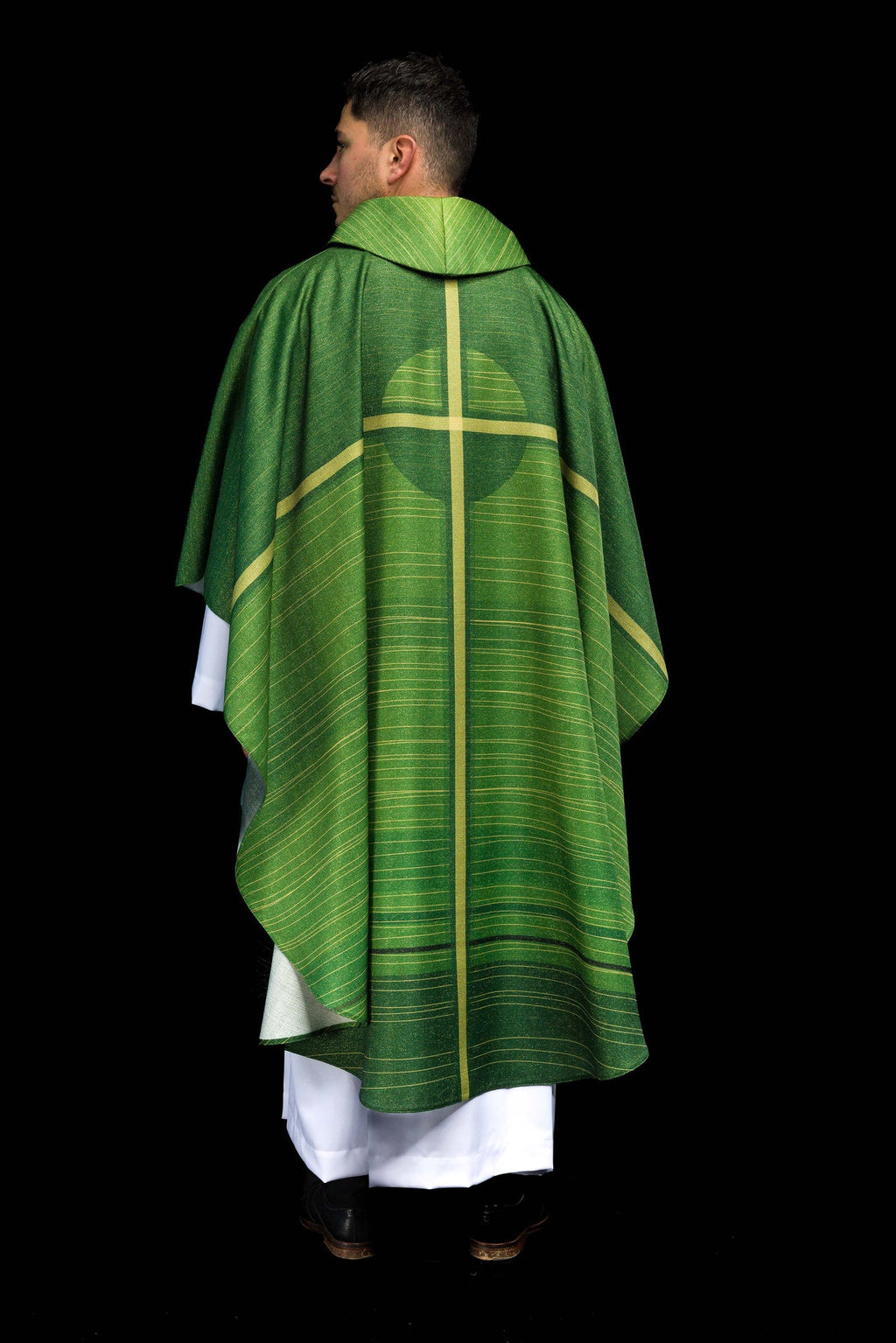 Ornamento impreso verde con motivo de cruz