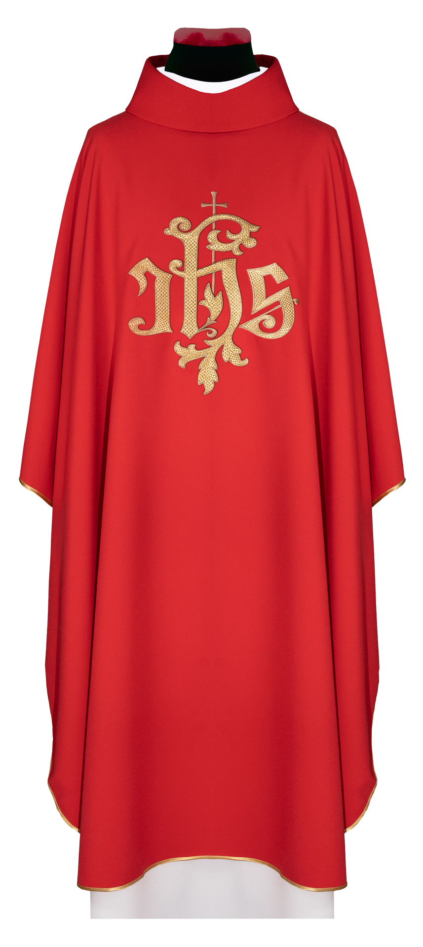 Czerwony ornat ze złotym haftem IHS - ORNATY.PL