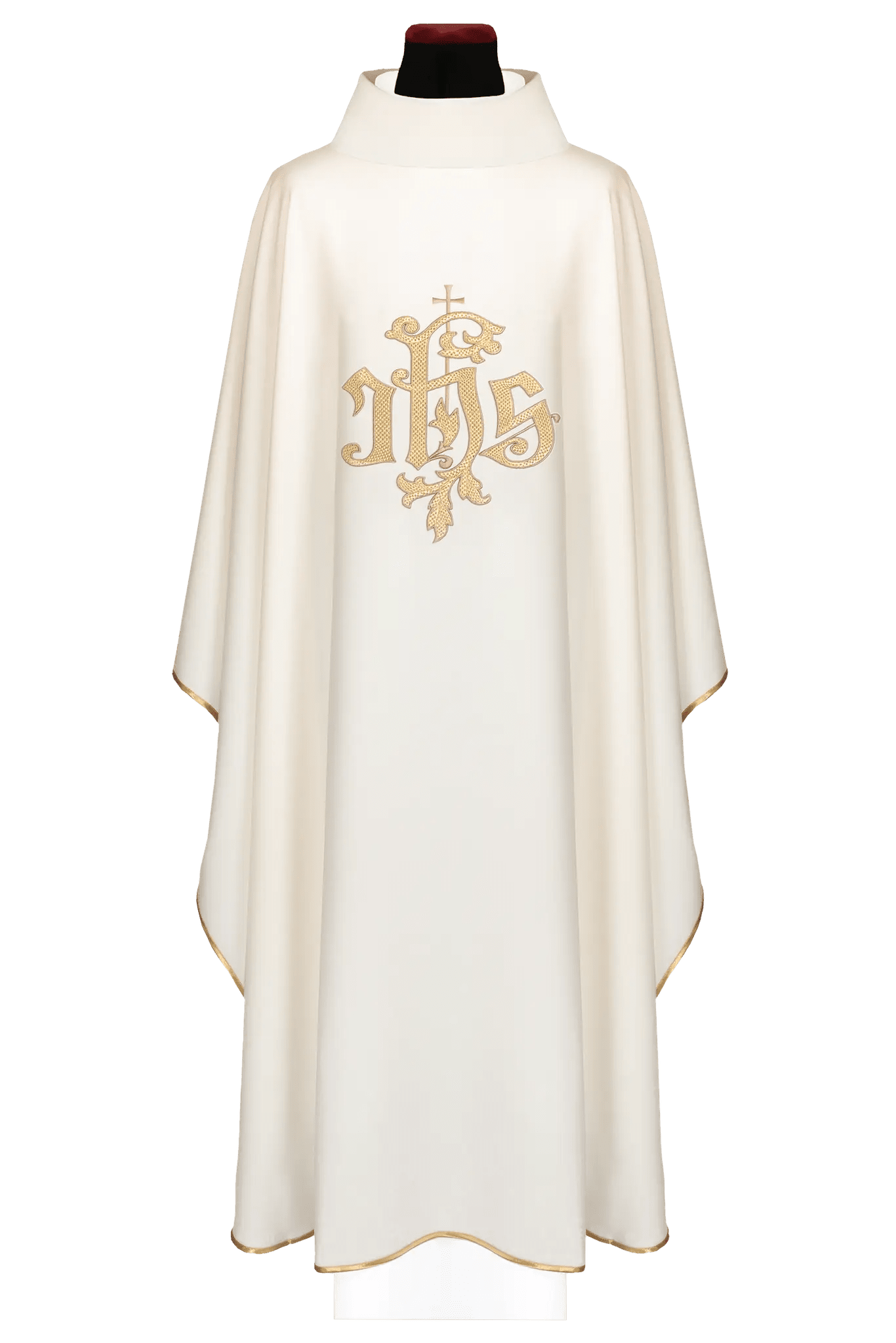 Casulla ecru con bordado dorado IHS