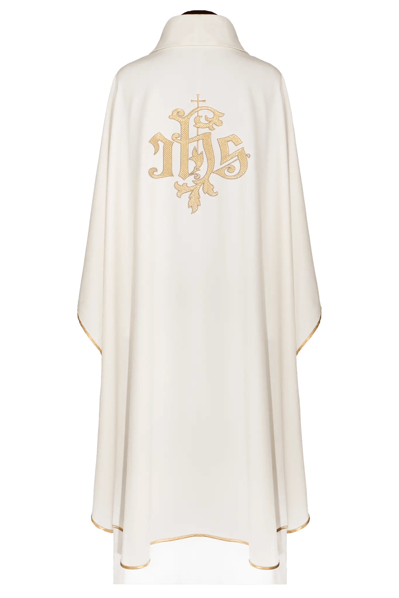 Casulla ecru con bordado dorado IHS