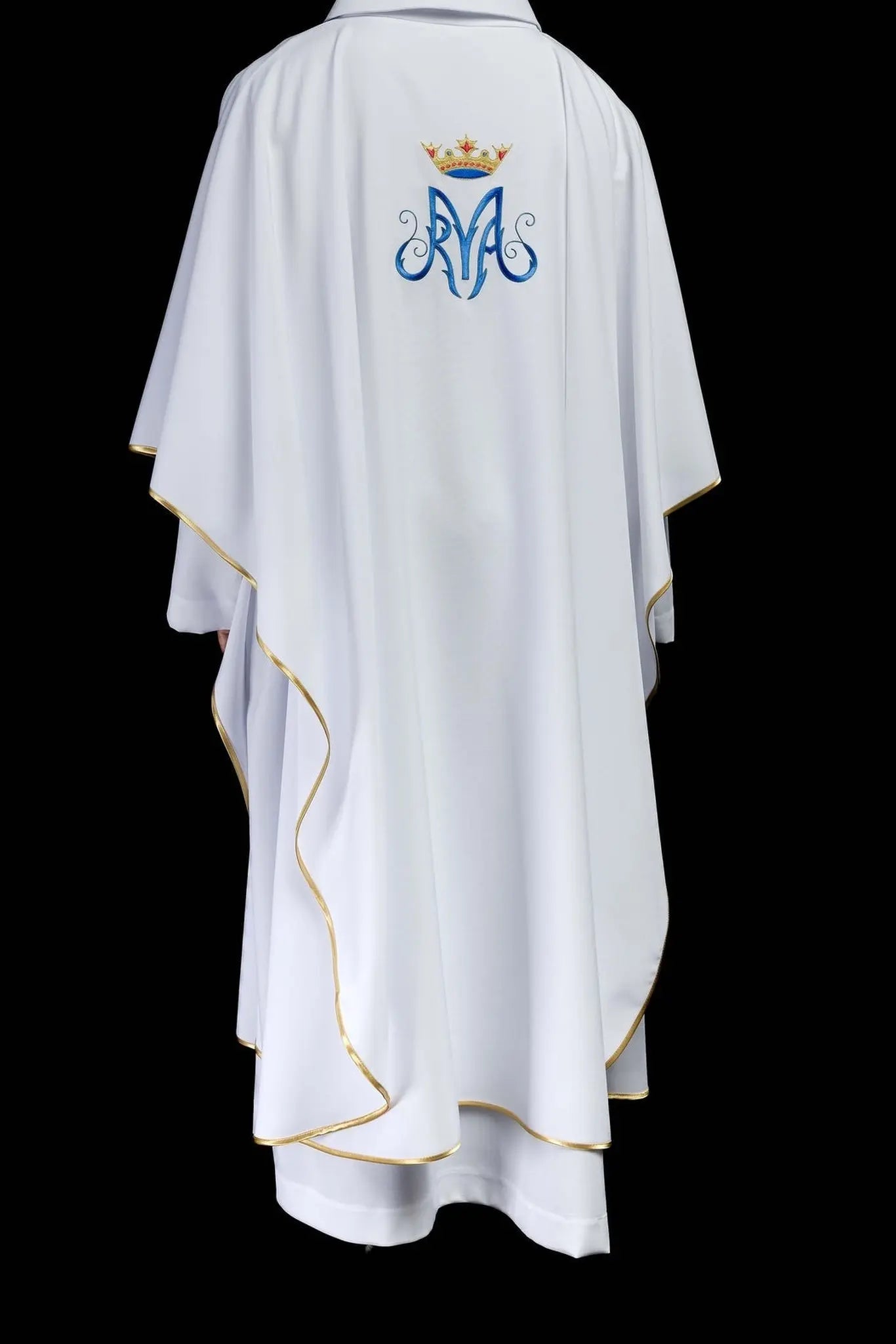 Casulla litúrgica blanca mariana