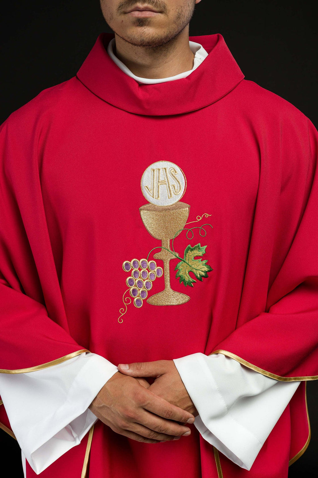 Ornat kielich Krzyż i winogrona Czerwony - ORNATY.PL