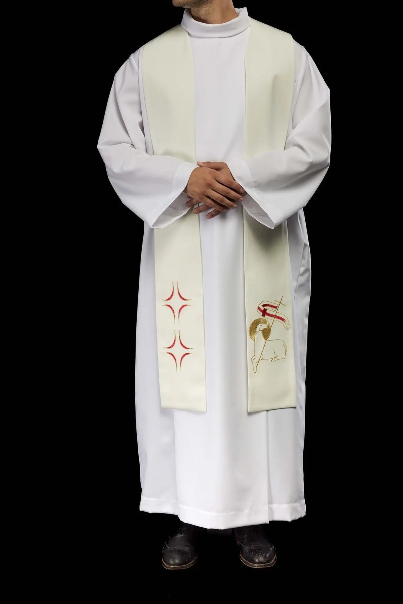 Estola de sacerdote con bordado de la Cruz y el Cordero