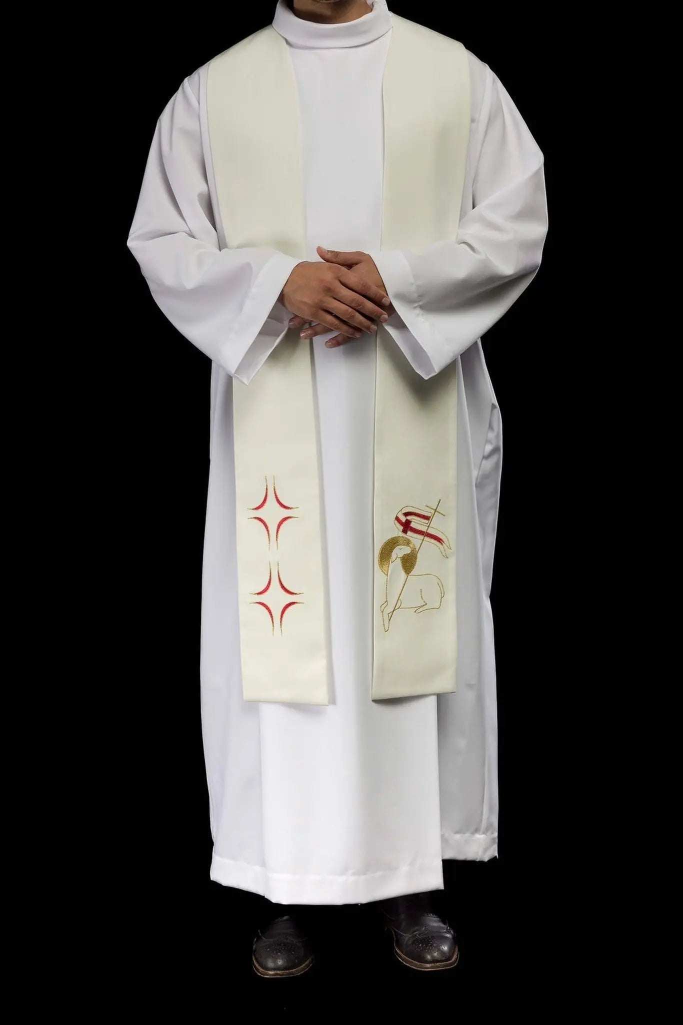 Estola de sacerdote con bordado de la Cruz y el Cordero