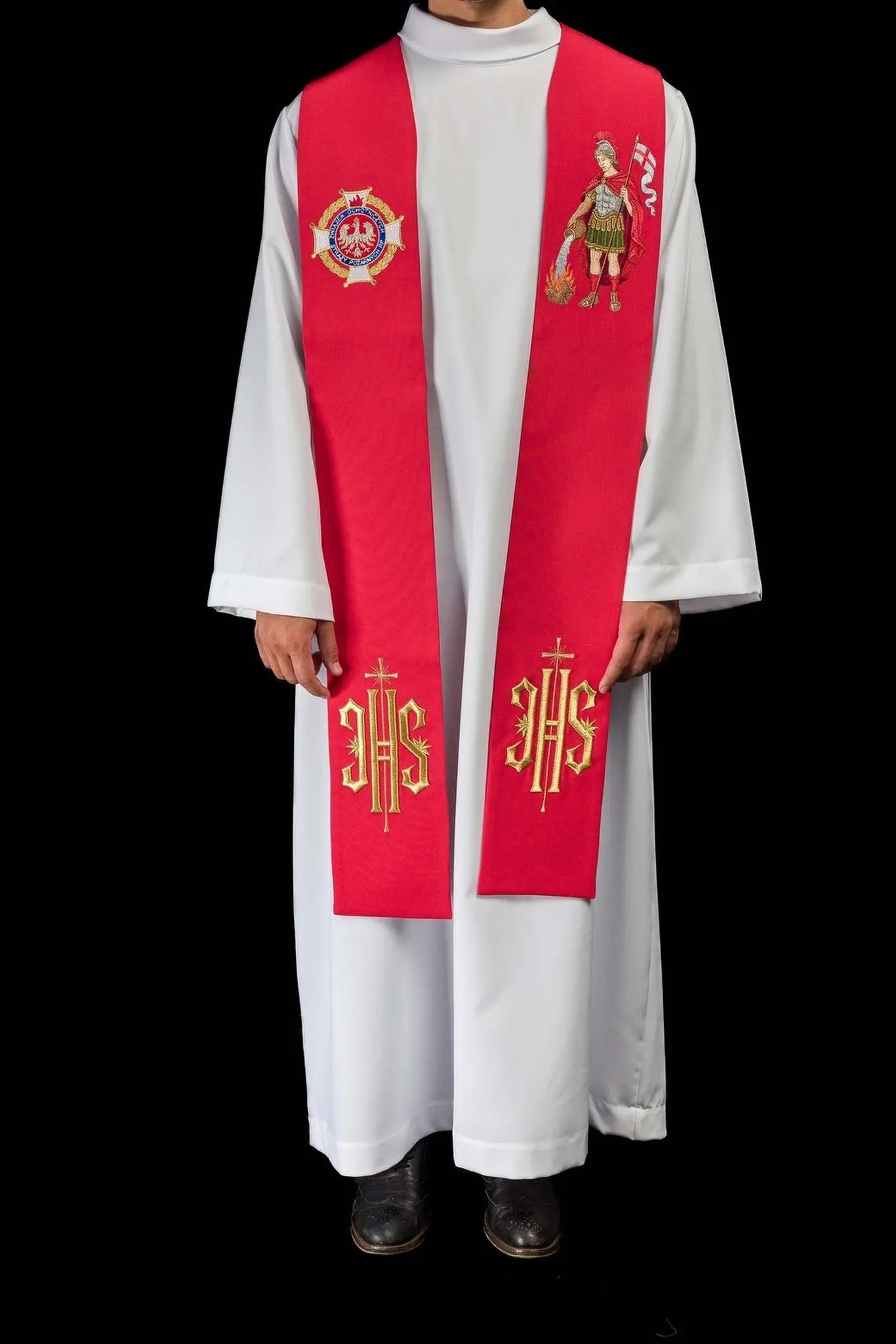 Estola bordada con la imagen de San Florián