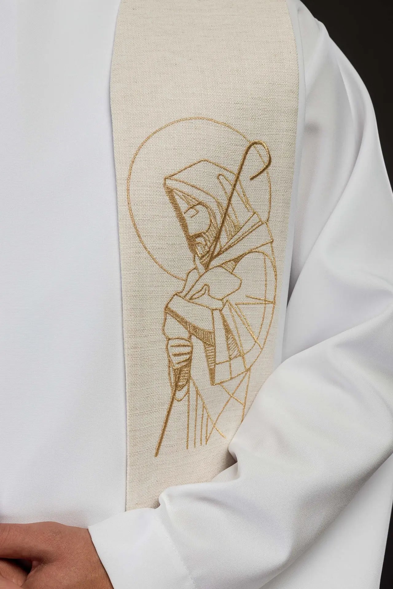 Estola bordada "Jesús el Buen Pastor" en ecru