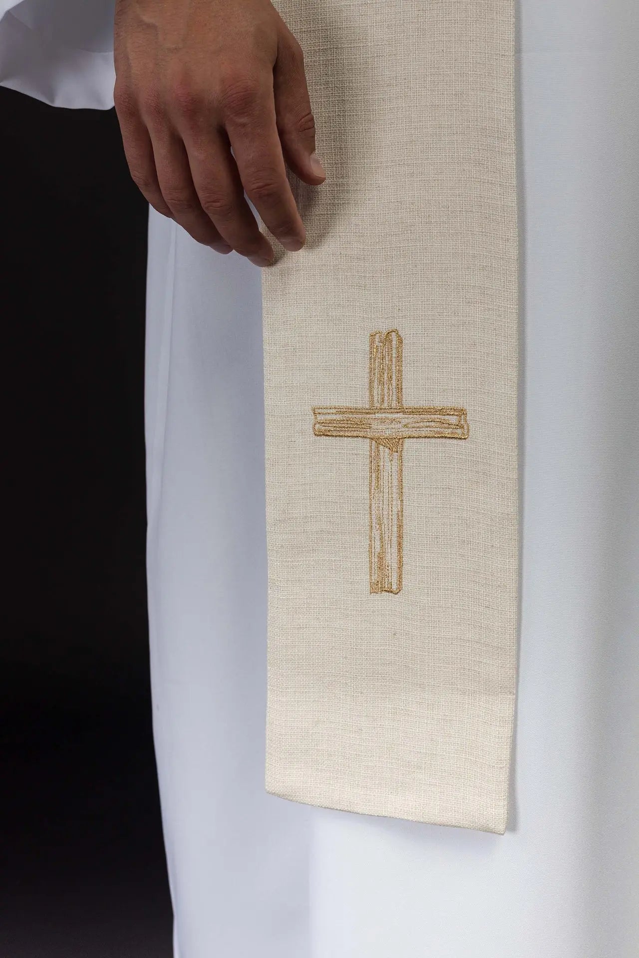 Estola bordada "Jesús el Buen Pastor" en ecru