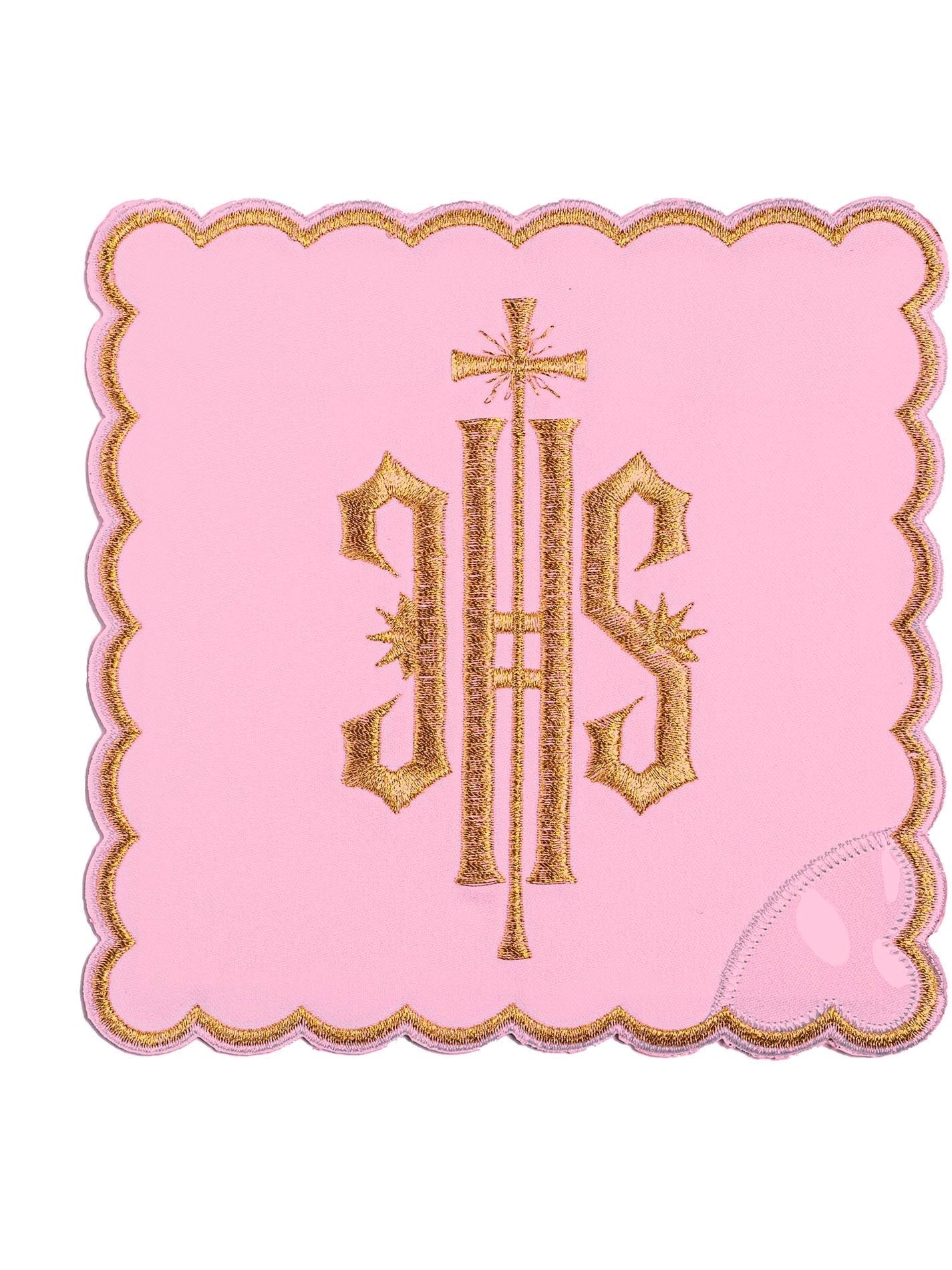 Bielizna kielichowa Haftowana IHS Różowa