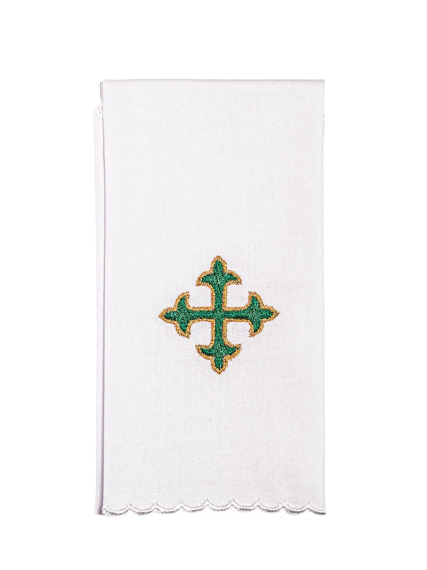 Lencería de cáliz bordada con cruz verde