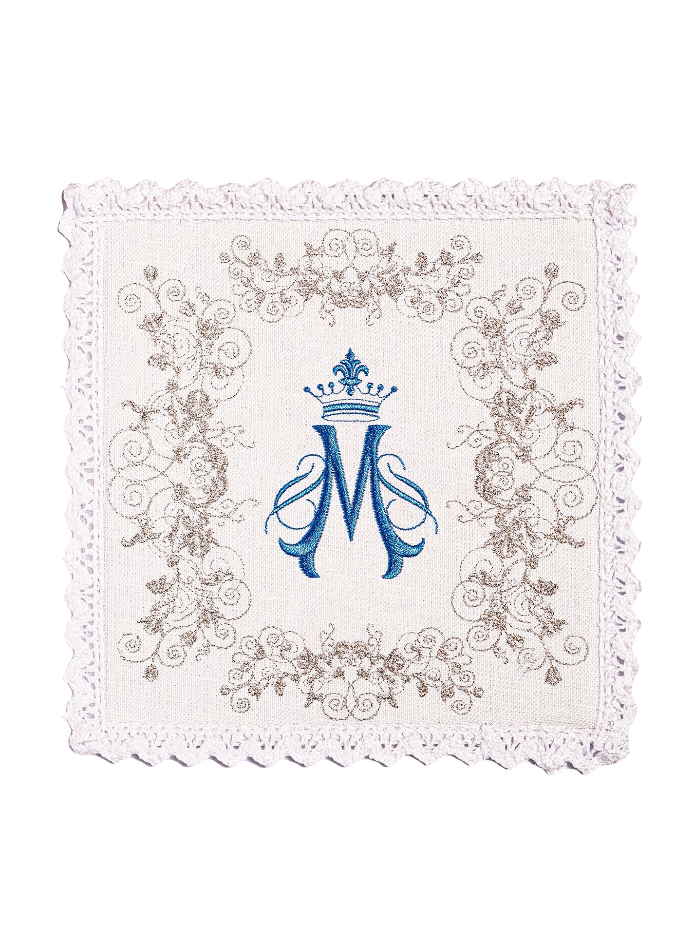 Bielizna kielichowa lniana haftowana Maryjny