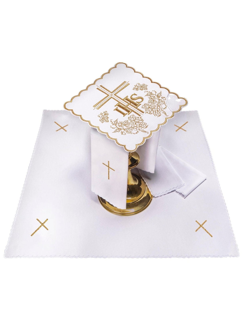 Bielizna kielichowa z delikatnym złotym haftem