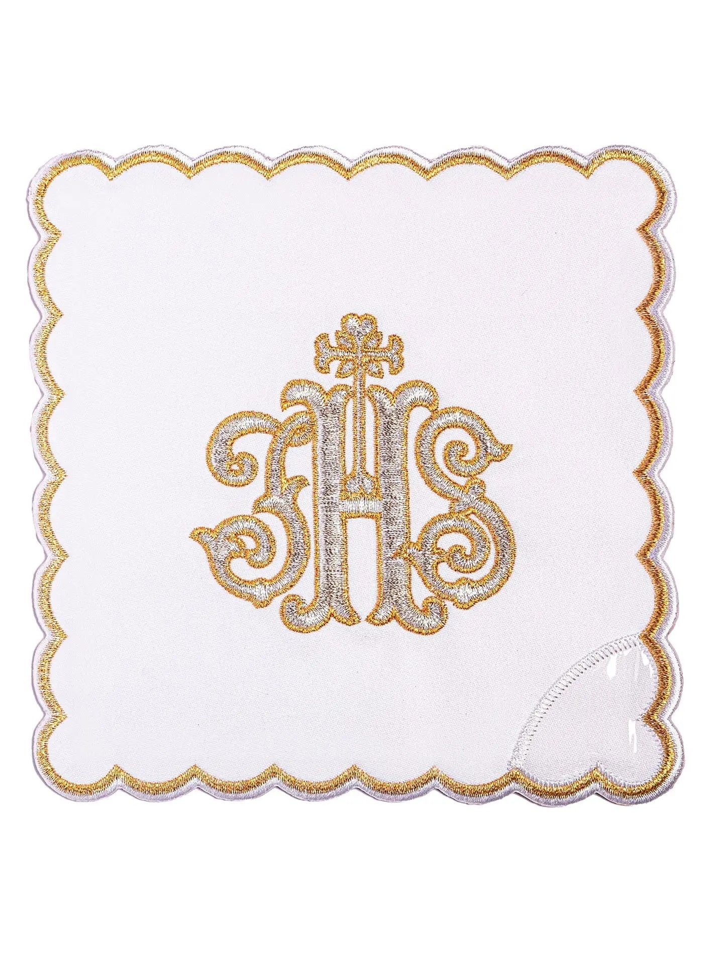 Conjunto de Lino Bordado para Cáliz con Motivo Dorado IHS