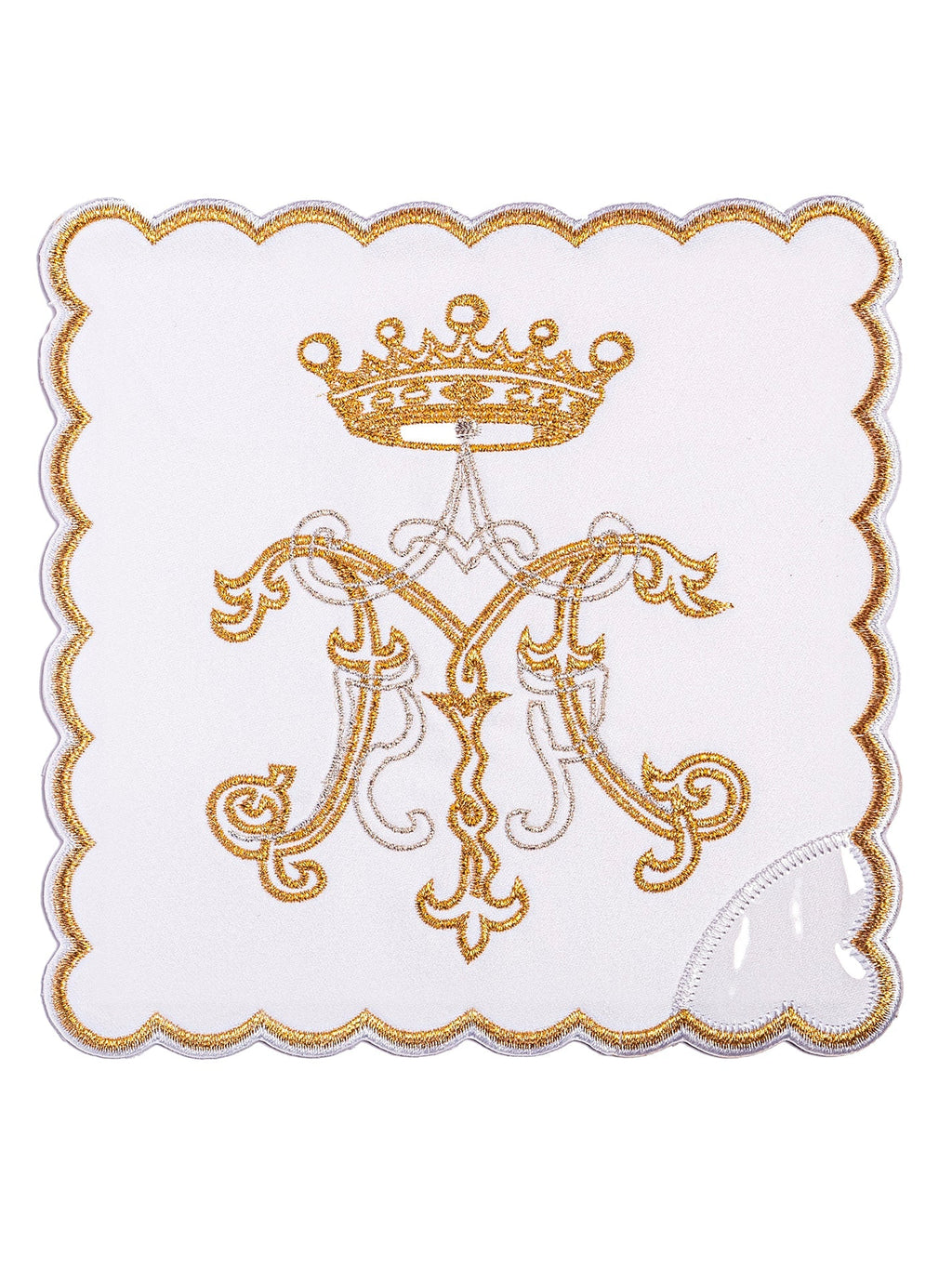 Bielizna kielichowa z złotym haftem maryjnym