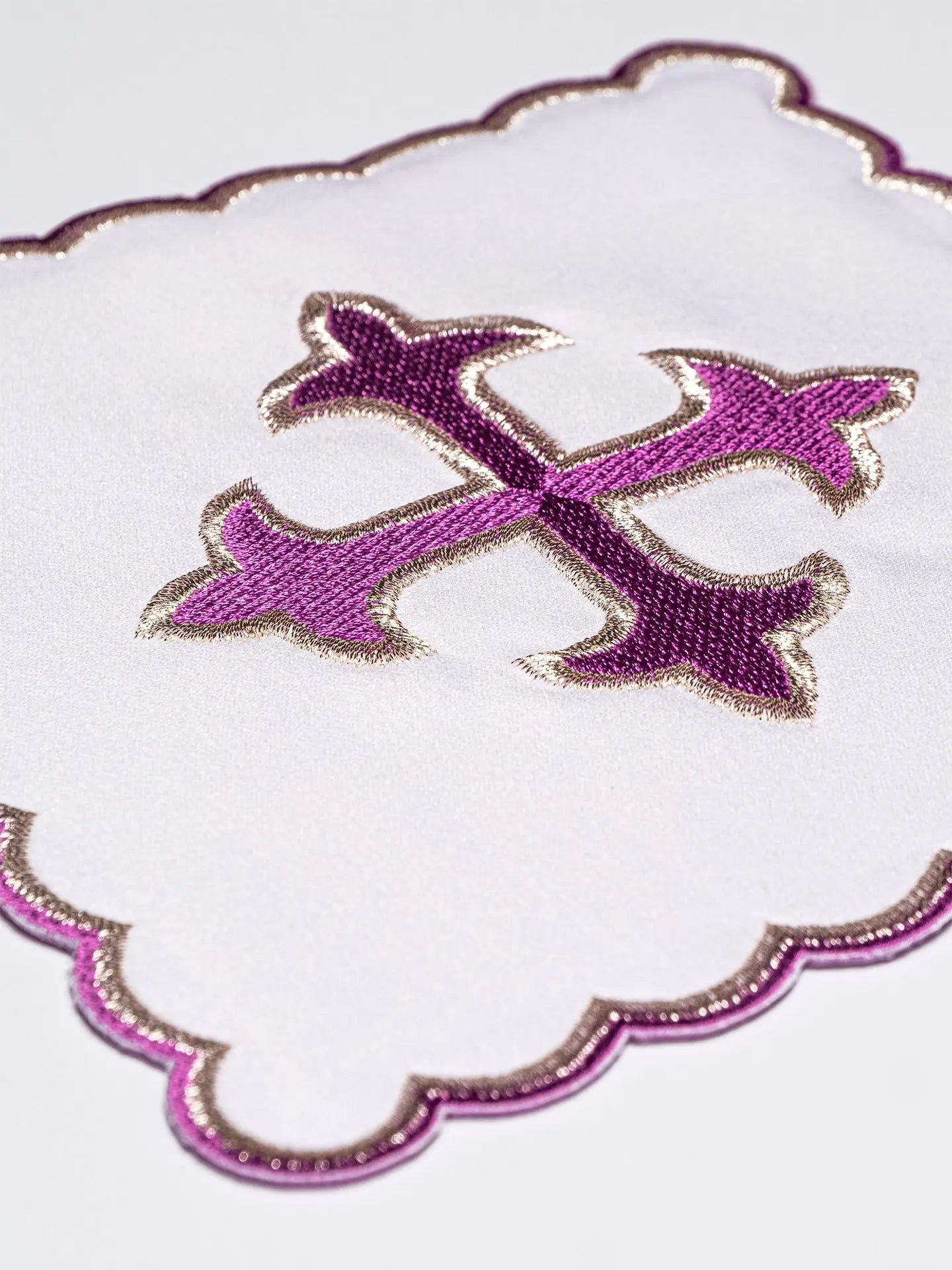 Chalice linen embroidered Cross Purple - HAFTINA ATELIER