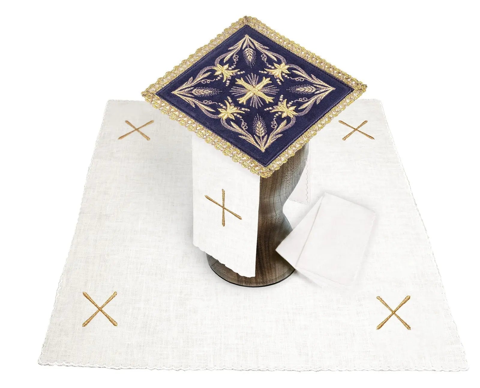 Chalice linen purple velvet with cross - HAFTINA ATELIER