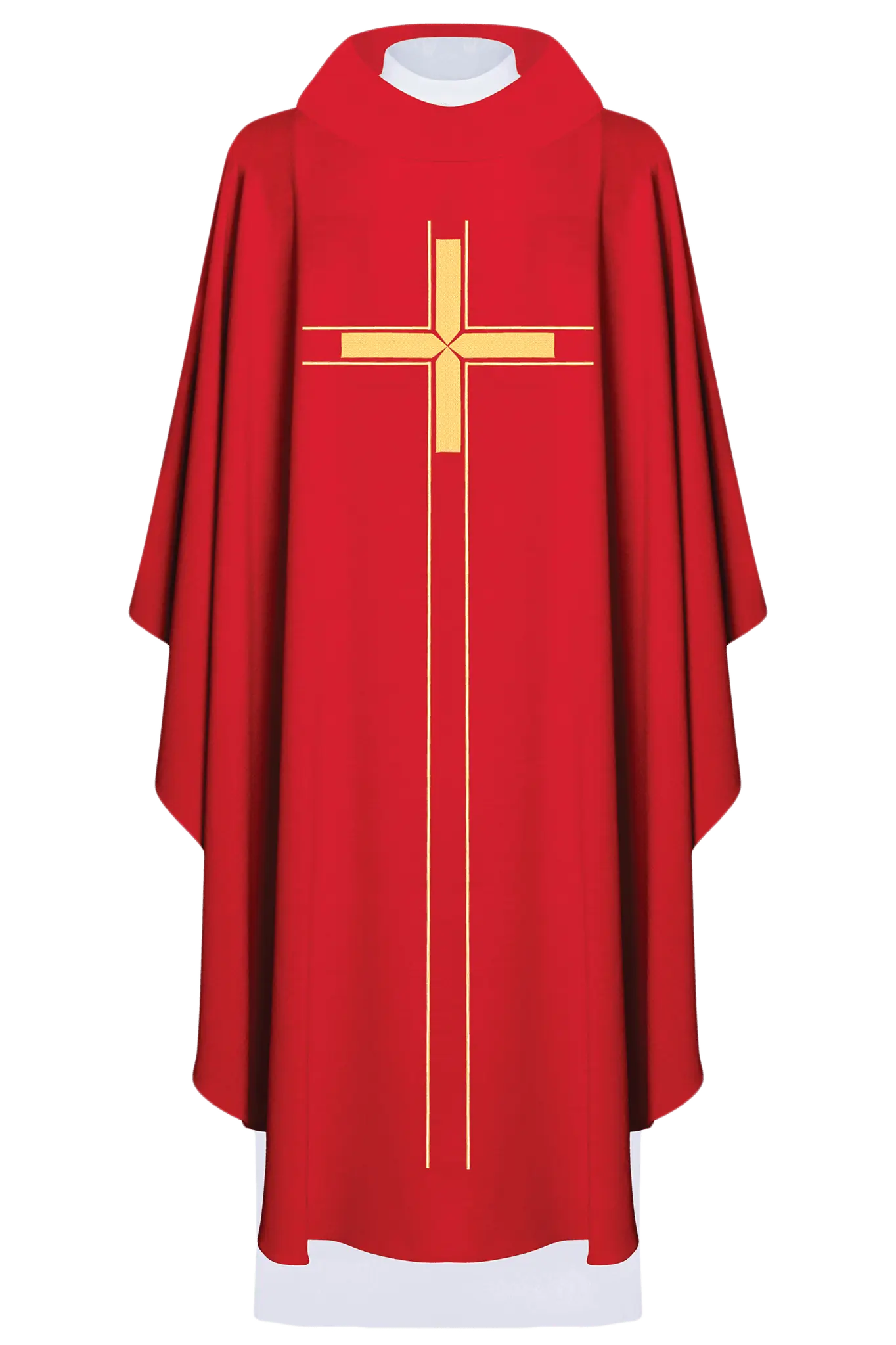Casulla roja bordada con diseño minimalista